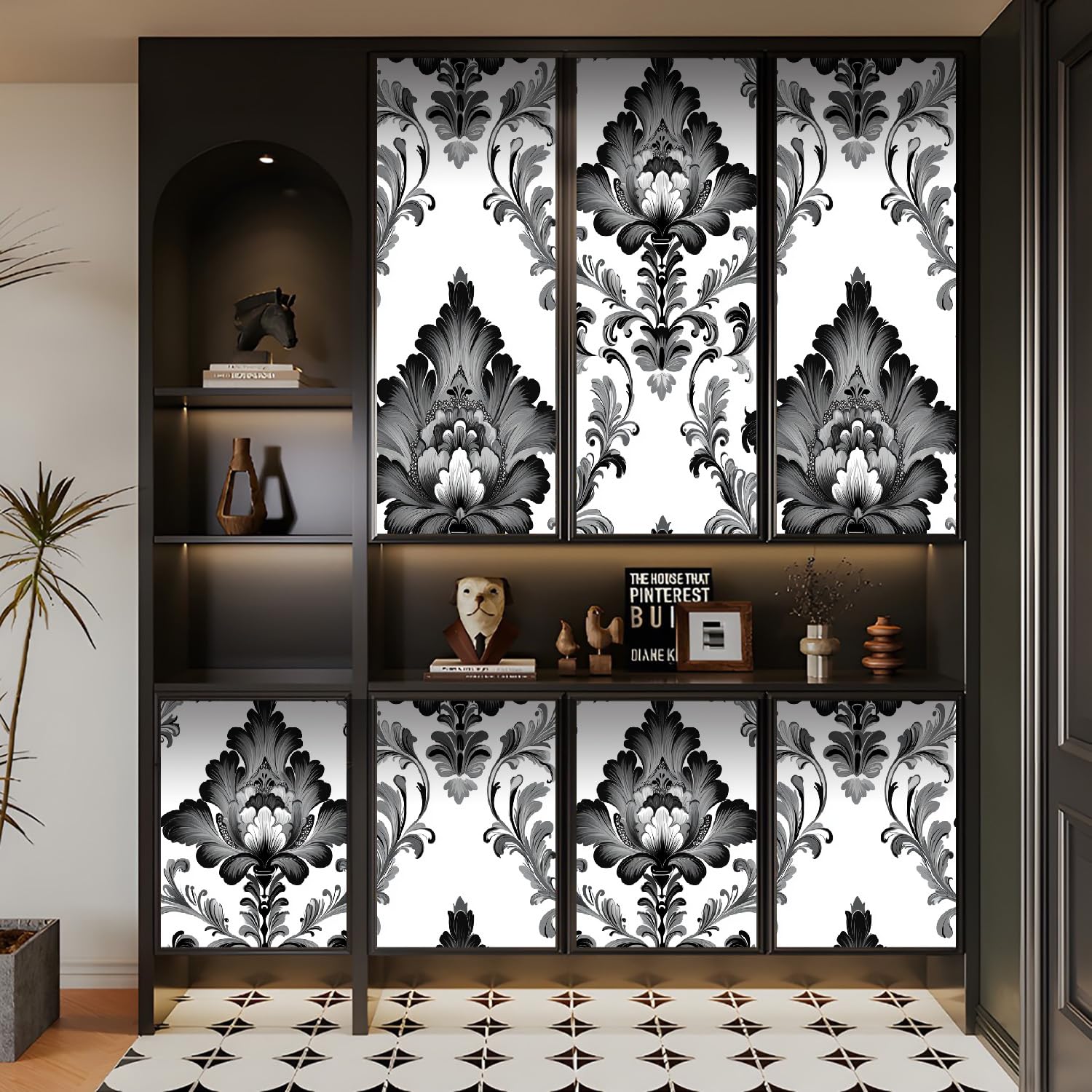 Estilo Europeo Patrón Papel Pintado Autoadhesivo Flores Plantas Abstracto 44x500 cm Papel de Pared Removible Impermeable Estilo Vinilo PVC Pegatina es Estante del cajón de la cubierta del rodillo