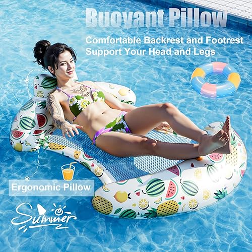 Miniatura 4 de Pool Floats Adult - Inflatable Pool Lounger, Pool Lounger Chairs for Relaxation, Floating Water Lounger Chairs Summer Water Sun Tanning for Swimming