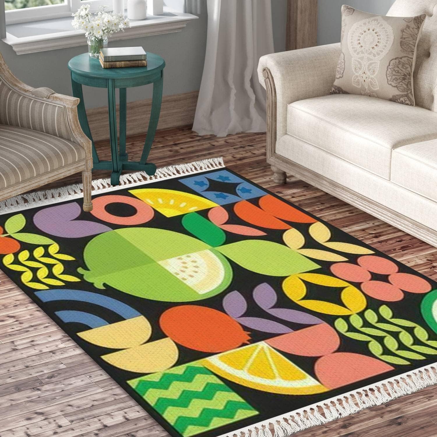 Amazon.com: FUIENCFKE Boho Rug Geometric Summer Fresh Fruit Cut Artwork ...