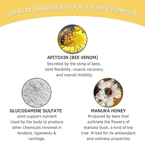 Miniatura 4 de AbeeMed Suplemento Natural  Veneno de Abeja Apitoxina Miel de Manuka  Apoya la inflamación y la movilidad  Cuello y dolor de espalda  Ayuda a las