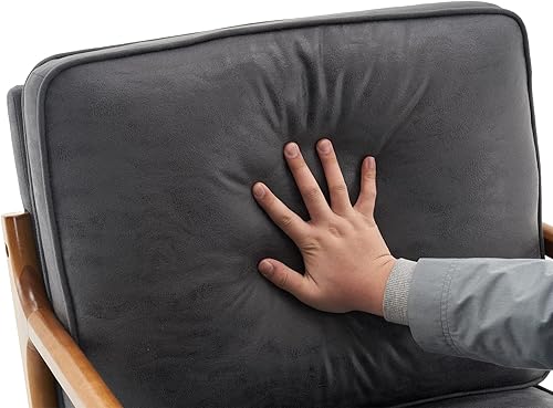 Miniatura 101 de Bonnlo Juego de 2 sillas decorativas de color beige fino, tapizadas de mediados de siglo, modernas sillas de lectura, sillas de lectura laterales,