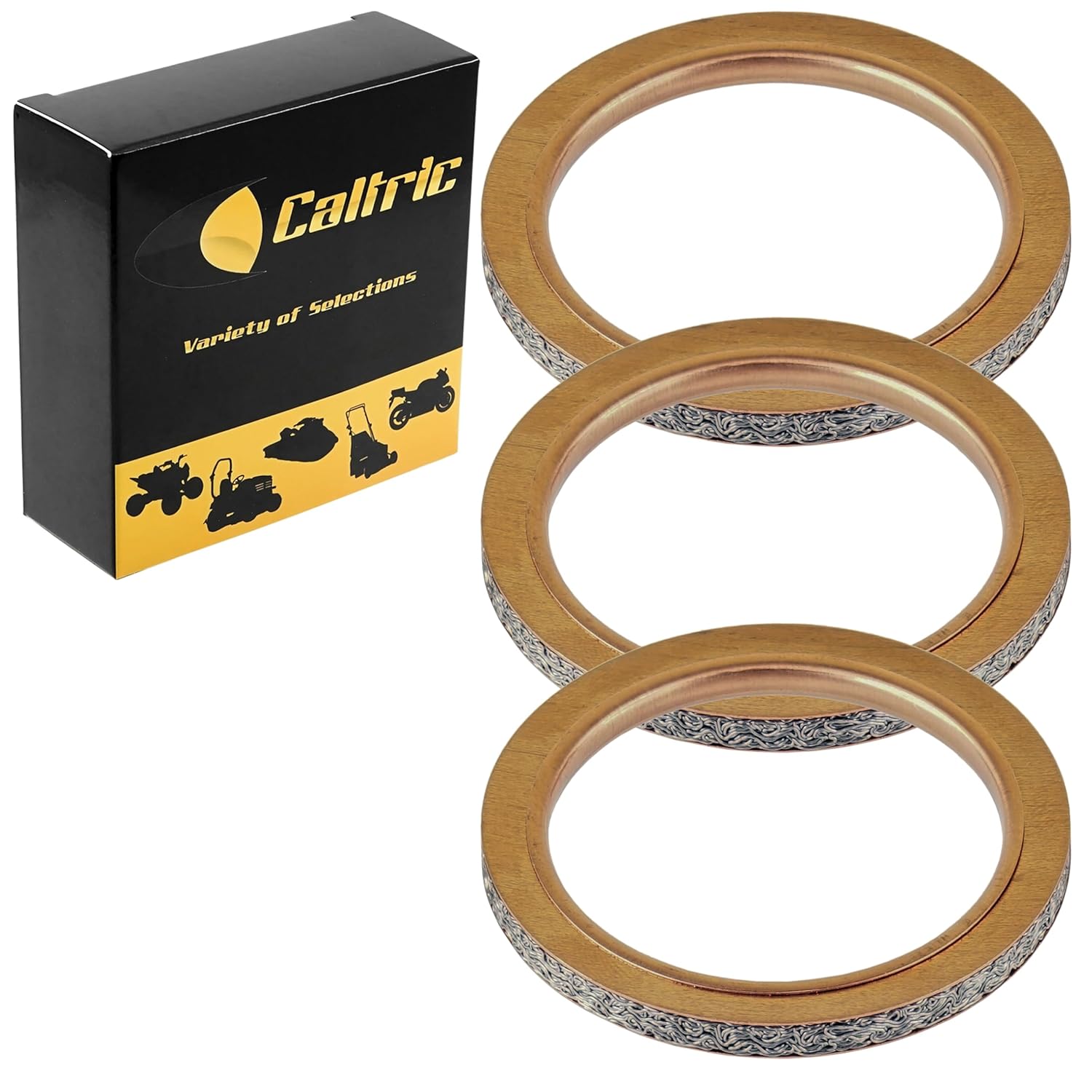Caltric Muffler Pipe Gaskets Compatible with Yamaha Fj09 2015 2016 / Fz09 2014 2015 2016