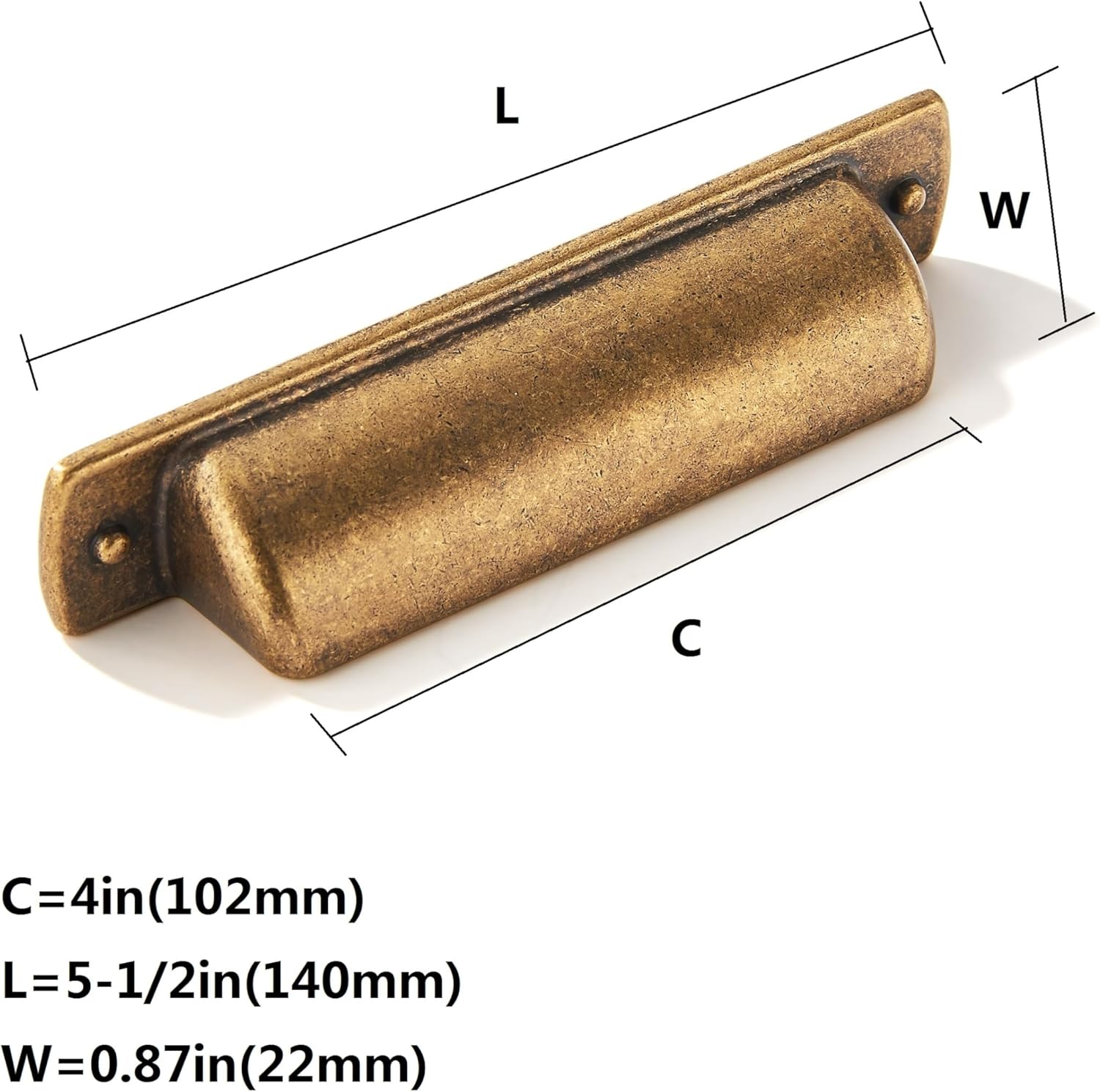 khtumeware 10 Pack 4"(102mm) Vintage Drawer Pulls Antique Brass Cabinet Bin Cup Pulls Kitchen Hardware Cabinet Handles Drawer Handles Knobs.