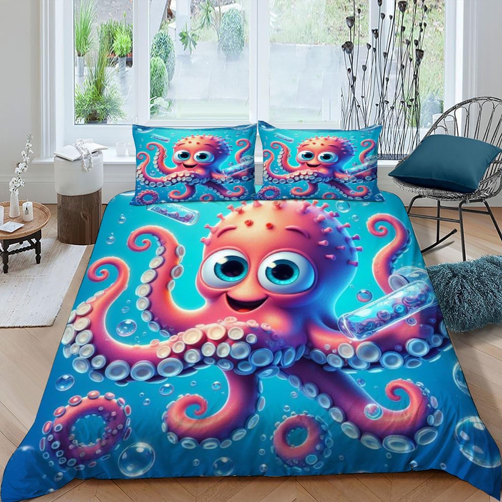 Couvre-lit octopus doux et confortable pour créer une ambiance sereine et poétique chez vous