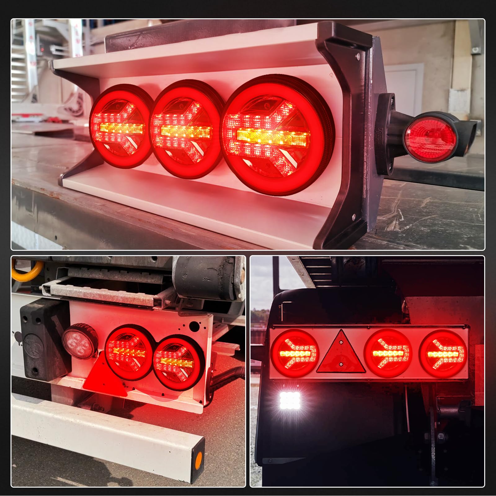 AOHEWEI 2 Pezzi Fanali Posteriori Rotondi LED per Rimorchio 12V/24V Impermeabili, Luce Posteriore, Freni, Freccia per Camion, Autocarro, Roulotte, Furgone, Trattore