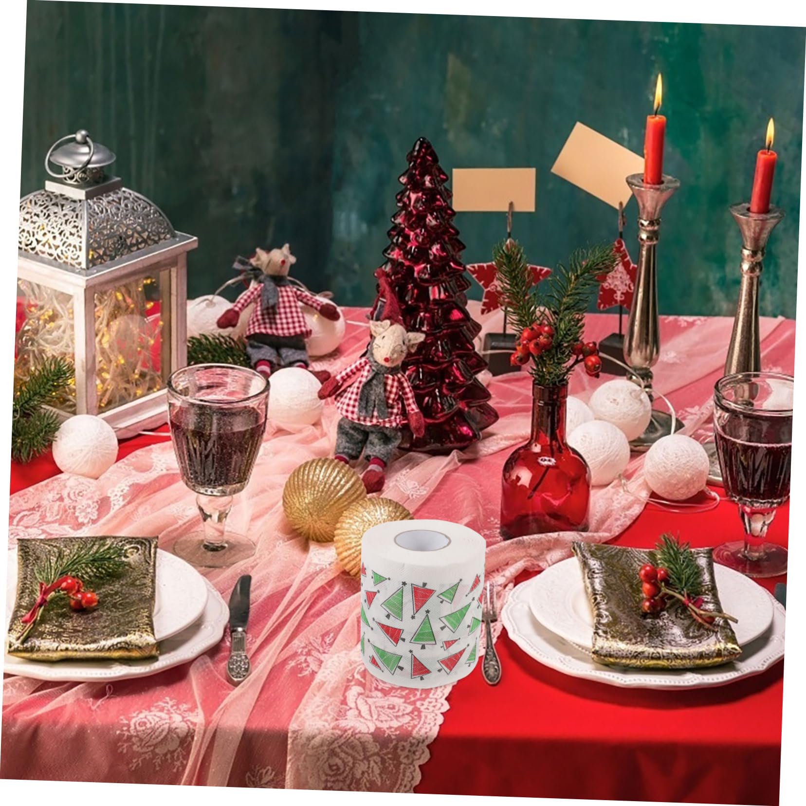 5 Tovaglioli Natalizi Igienica Spessa e Assorbente con Disegni Festivi Albero e Regali per Cucina e Natale