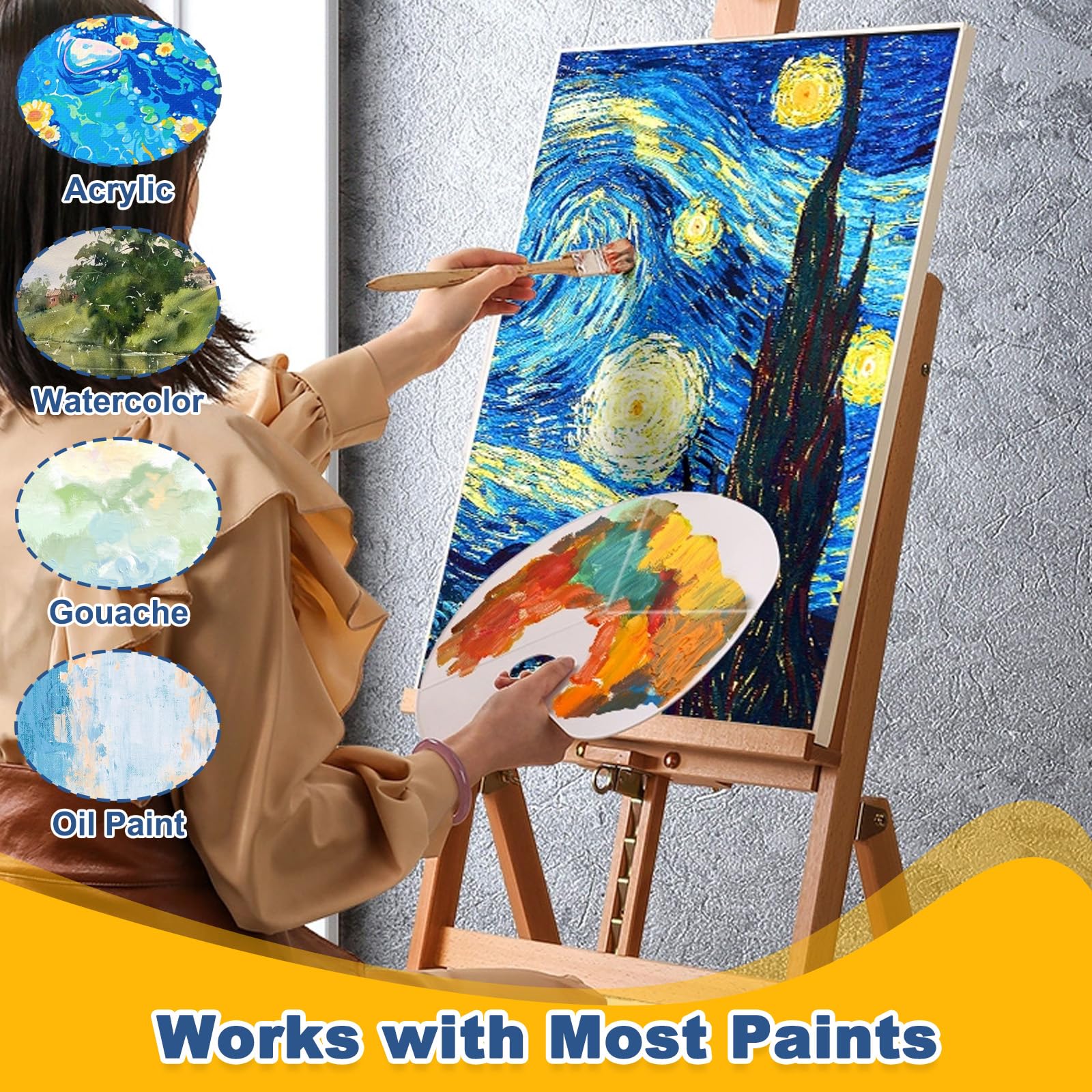 Lienzo de 5 Piezas, Lienzo Blanco Lienzos para Pintar 17mm Grosor 40x50cm, Lienzos Acrílicas Bastidores Lona Pintura Algodón 380 g/m² para Pinturas Acrilicos, Aacuarela, Aceite, Gouache y Artistas