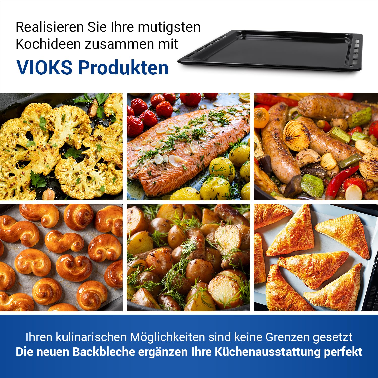 VIOKS 4 x blacha do pieczenia 445 x 375, zamiennik do Whirlpool 481010683241, prostokątna / patelnia na tłuszcz, blacha do pieczenia - blachy do piekarnika