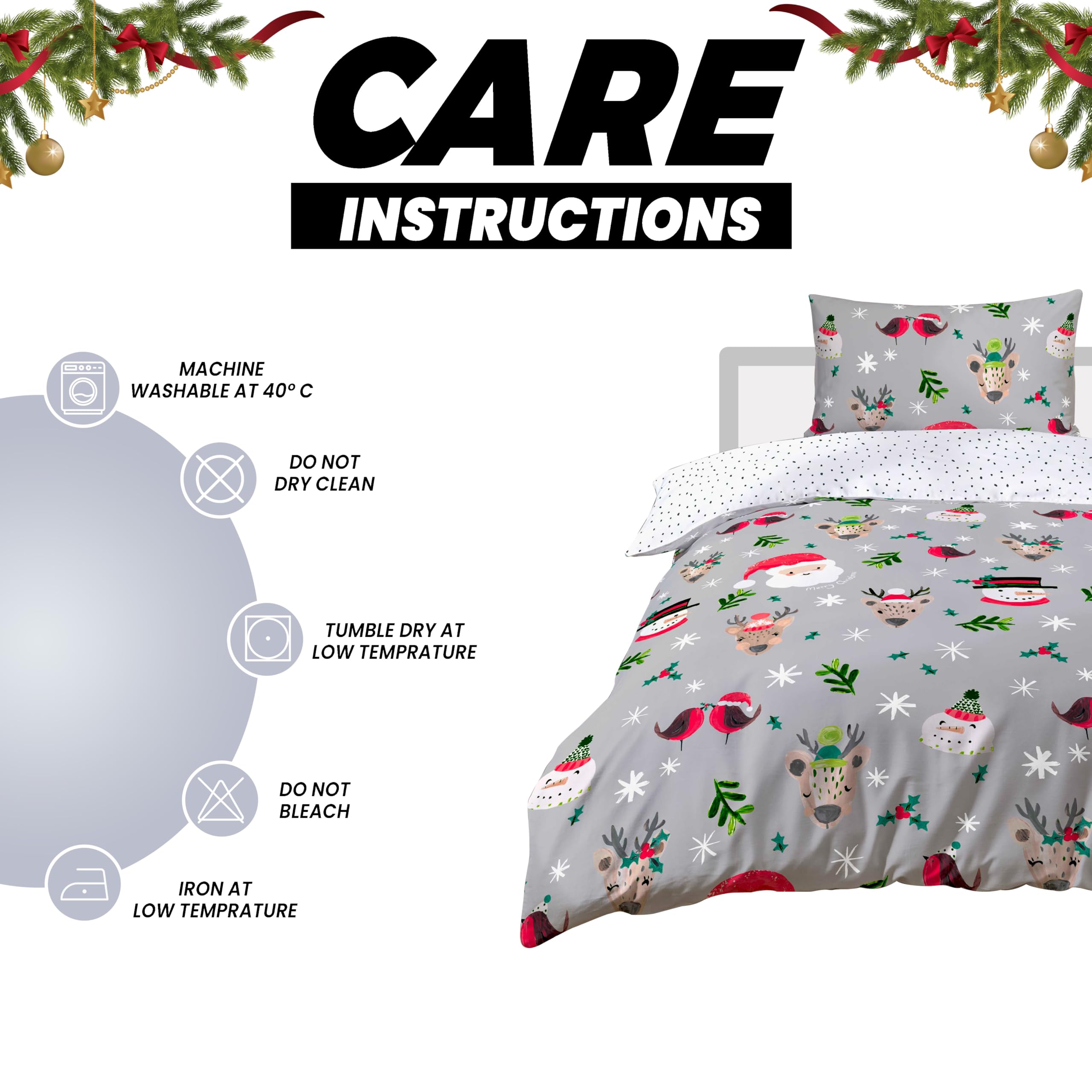 Olivia Rocco Christmas Santa & Friends Duvet Cover Set Festive Holiday Bedding with Santa Claus Comforter Quilt Covers Xmas Bed Set including Pillowcases - Image 4