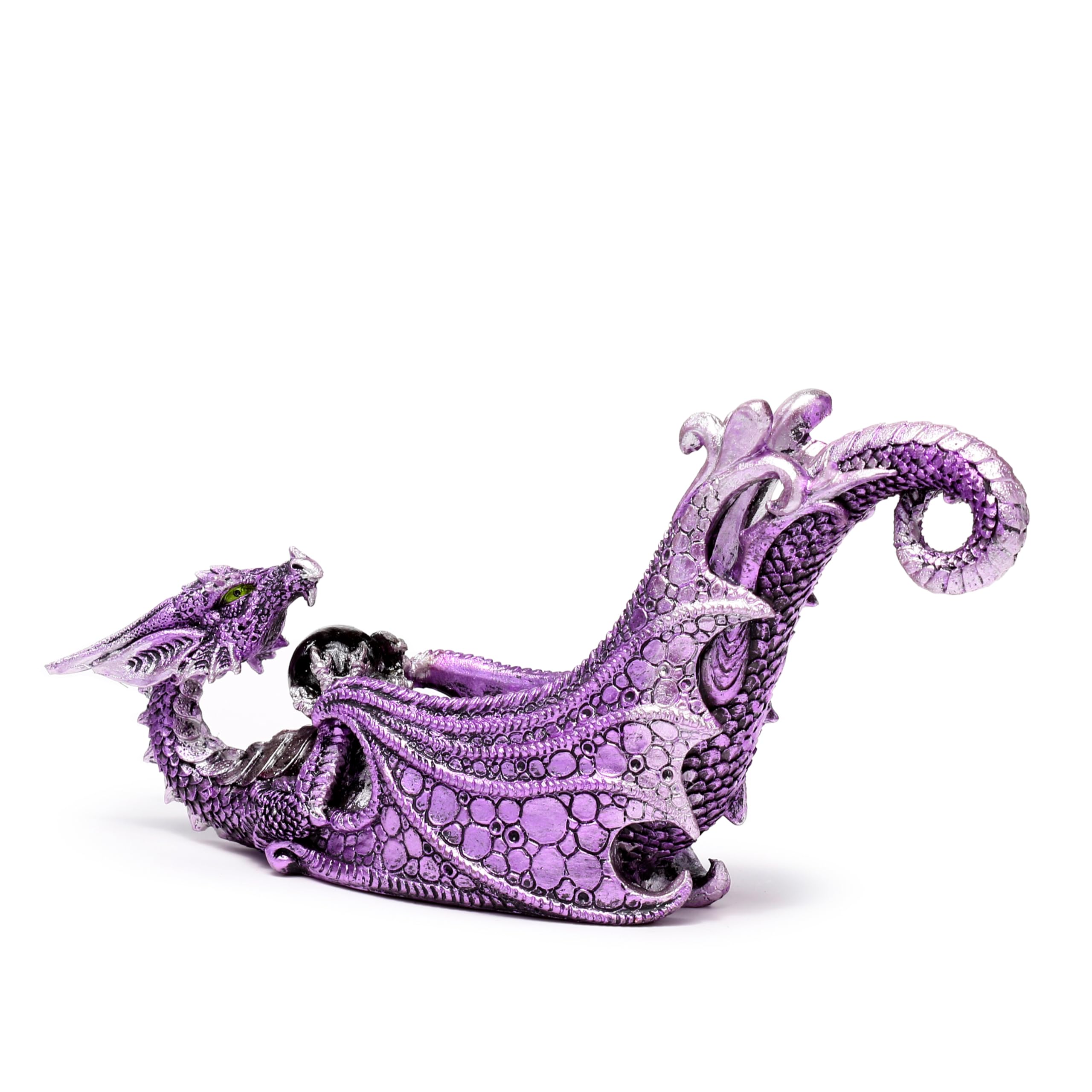 Porte-encens de prestige dragon mystique et orbe en cristal