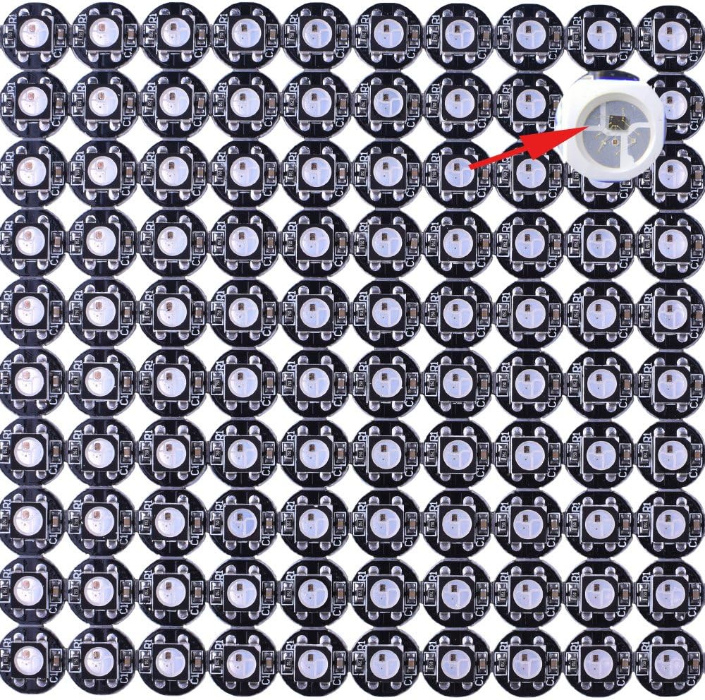Kuman 100pcs WS2812B 5050 Addressable SMD smart rgb led strip Great LED lights for ArduinoIDE 5V DC single 1-led LED Module color Light little rgb LEDs lamp on Black Heat Sink PCB Board