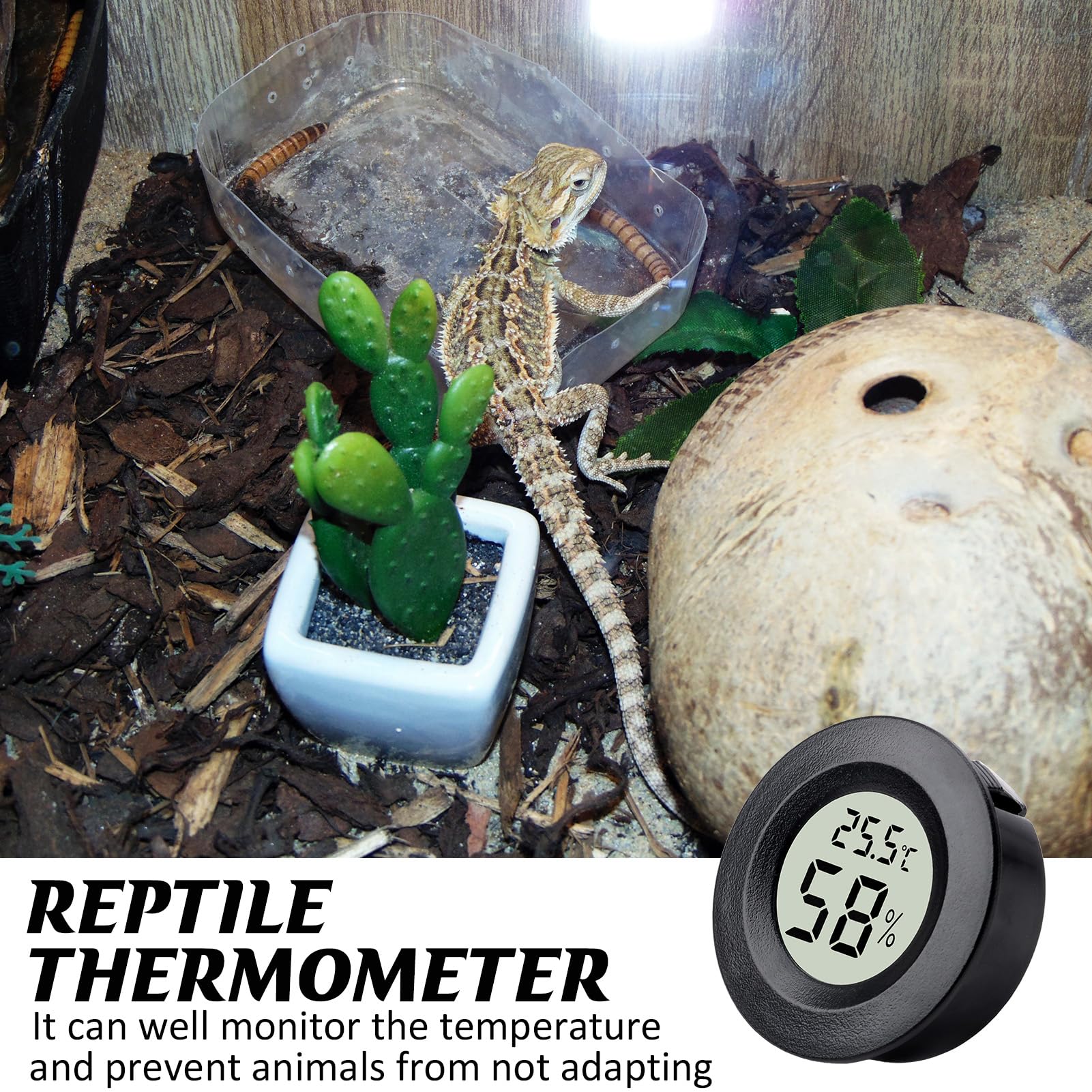 3Pcs Digital Hygrometer Thermometer Round LCD Temperature Humidity Monitor for Greenhouse Home Office Babyroom Basement Christmas New Year Gifts(Black) (3Pcs Black) - 4