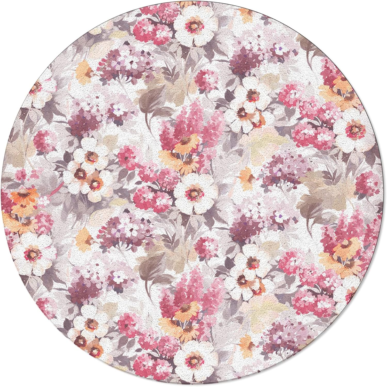 Amazon.com: Round Rug - Living Room Area Rug Spring Red Hydrangea Daisy ...