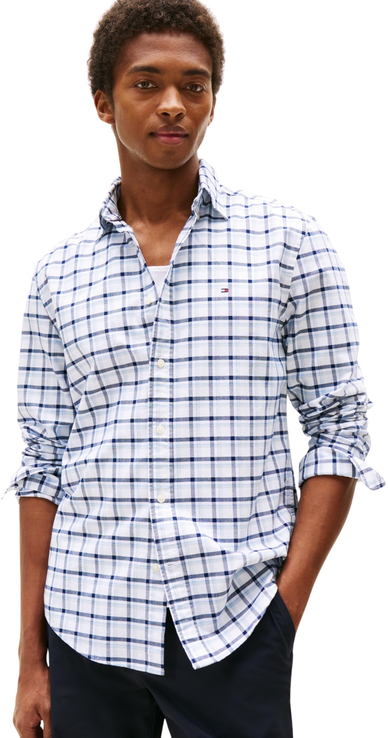 Tommy Hilfiger Blue Heritage Oxford Checked Shirt - Xl