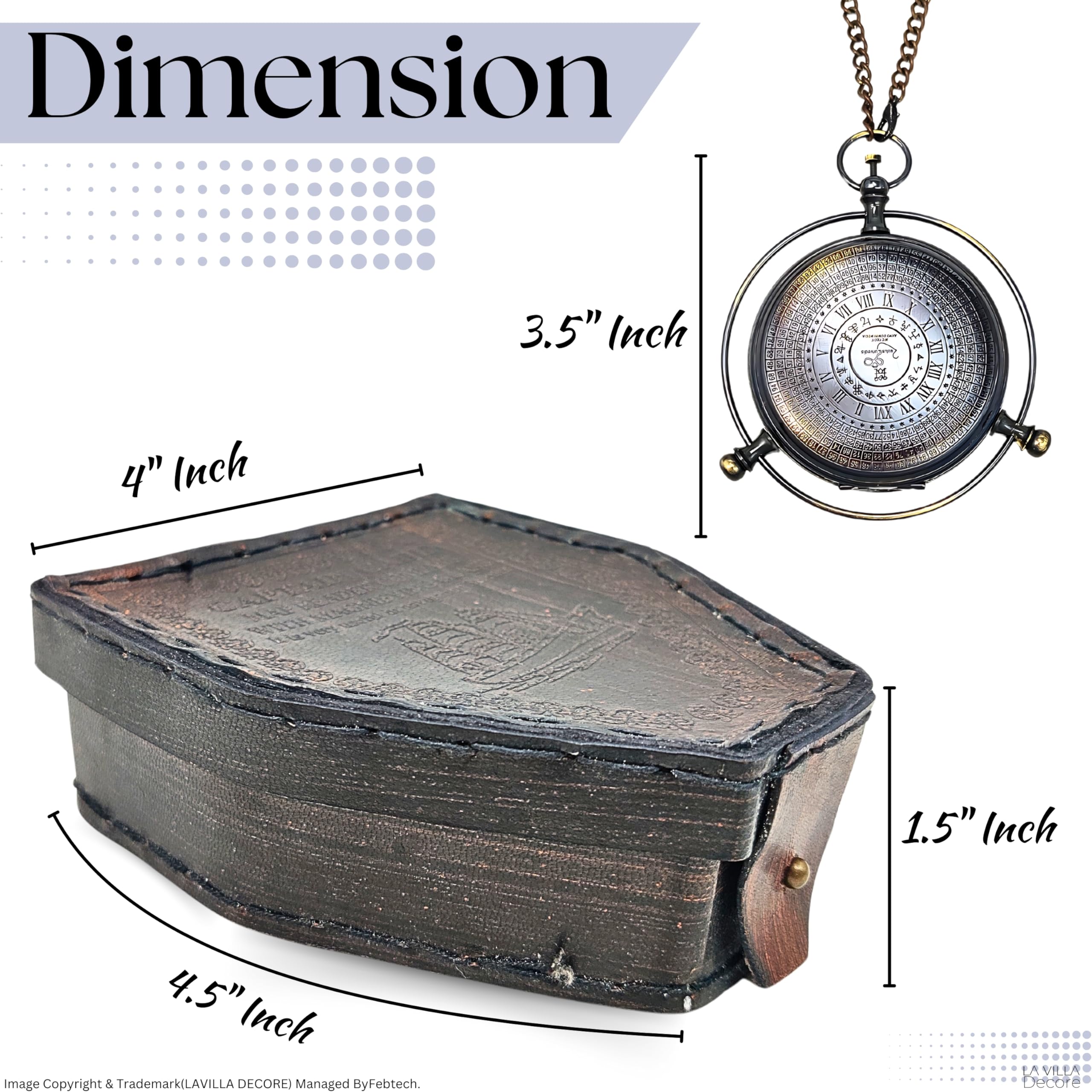 LAVILLA DECORE - Brújula de reloj solar de latón envejecido, reloj único en funda de cuero, regalo de boda 25, 20 para marido o esposa, réplica de reloj solar