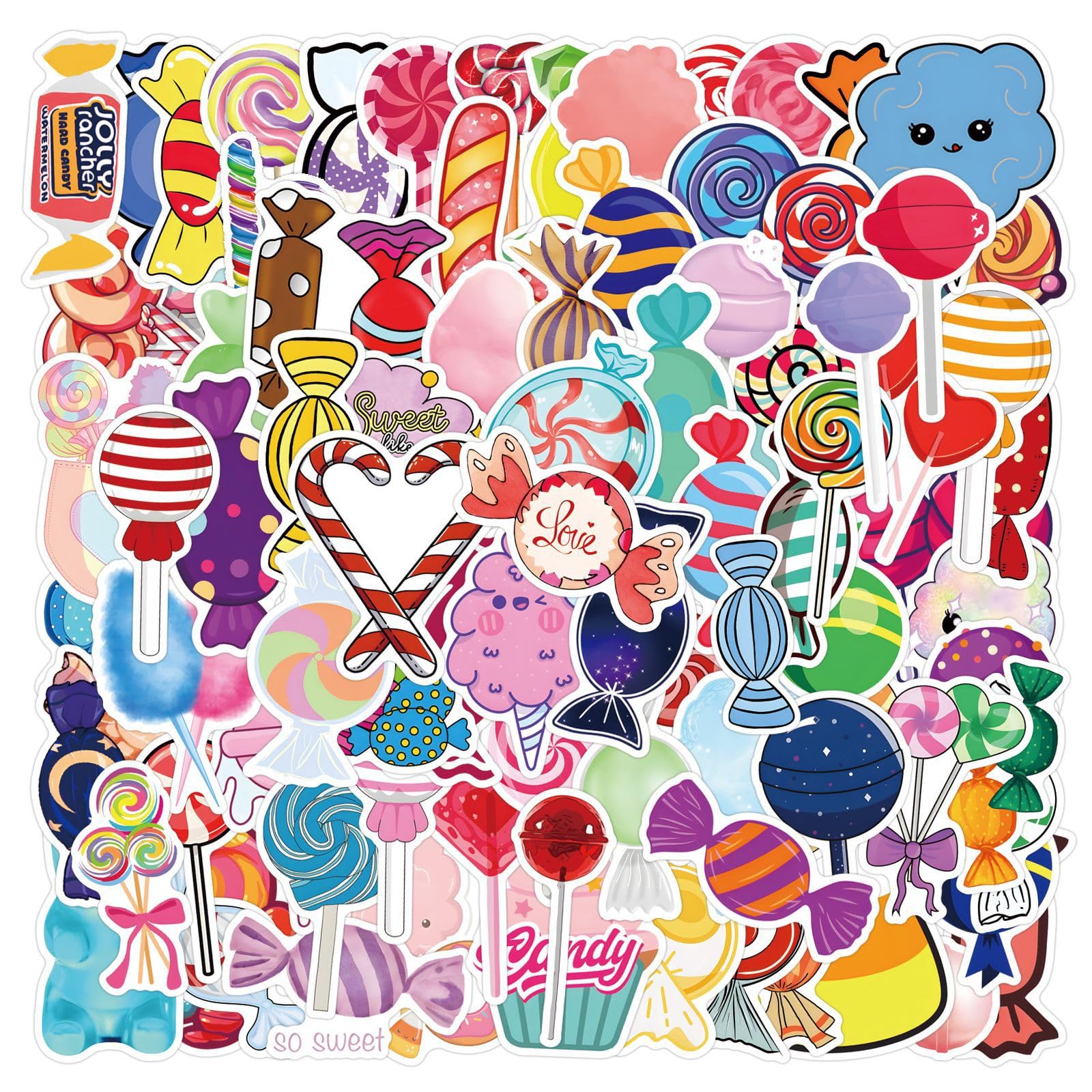 100 Pcs Candy Stickers for Kids Teens Adults Boys Girls Gift,Candy Stickers Pack for Laptop,Skateboard,Luggage,Car,Bike