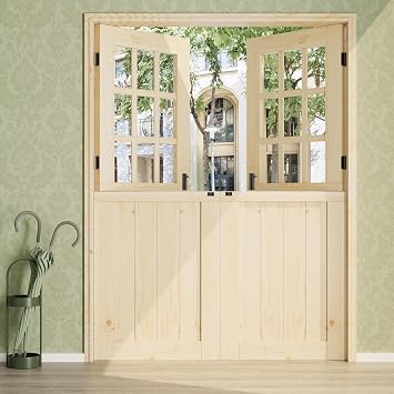 Interior & Exterior 60" x 80" Dutch Door, 9-Lite Tempered Bifold Glass Door