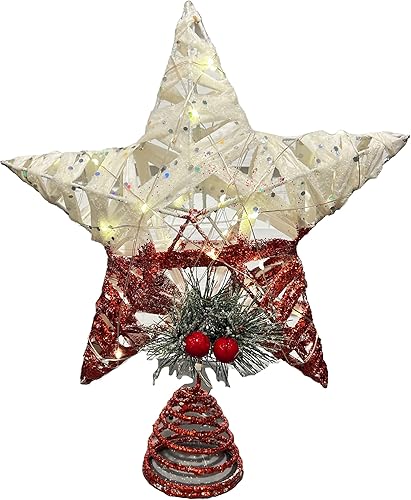Decoración para árbol de Navidad de hierro forjado con lentejuelas para árbol de Navidad punta de pino decoración de cono de pino estrella degradada