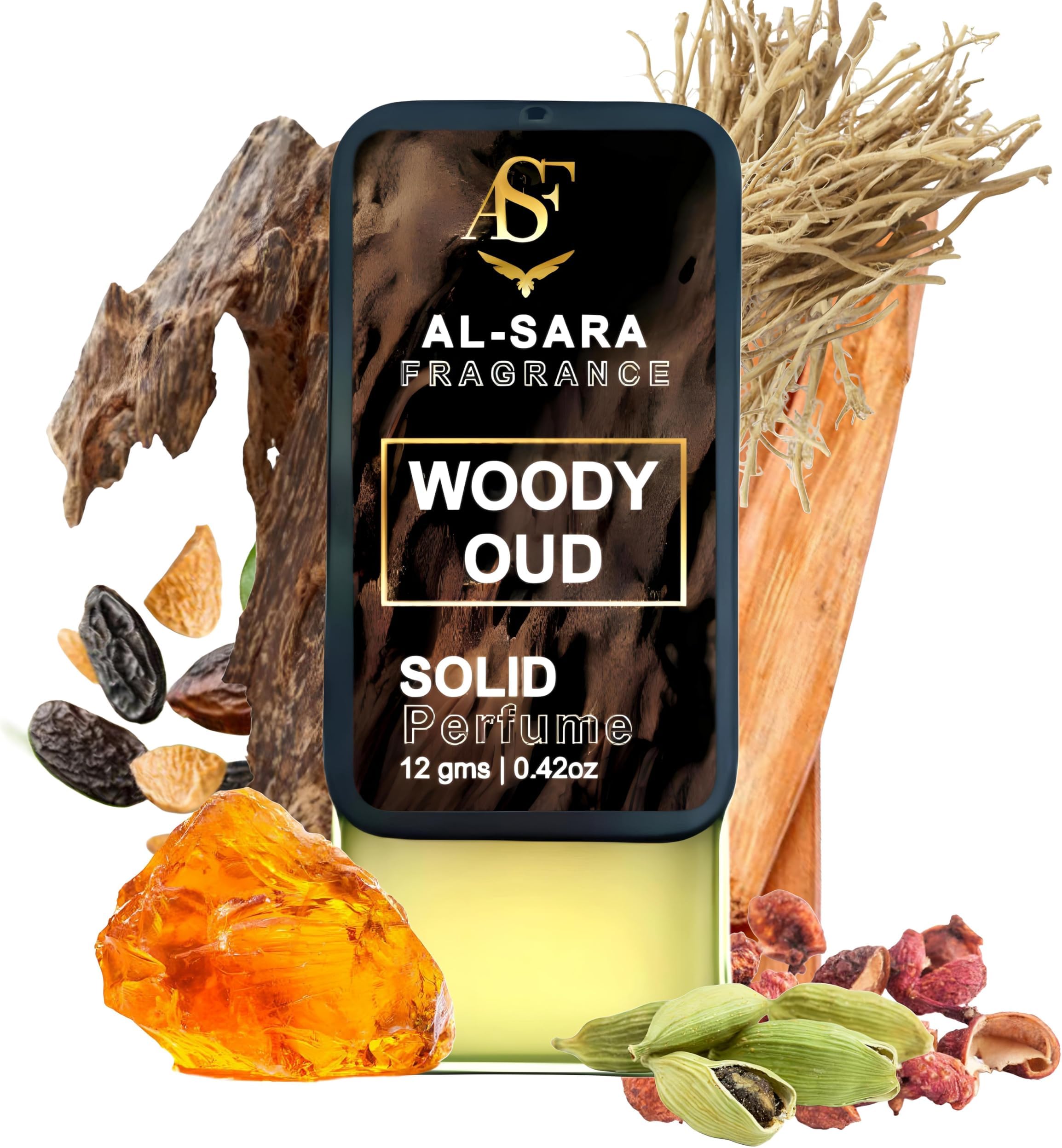 WOODY OUD Solid Perfume for Men & Women | Alcohol-Free, Non-Greasy, Long-Lasting Natural Fragrance | Portable & Travel-Friendly Cologne (Woody Oud)