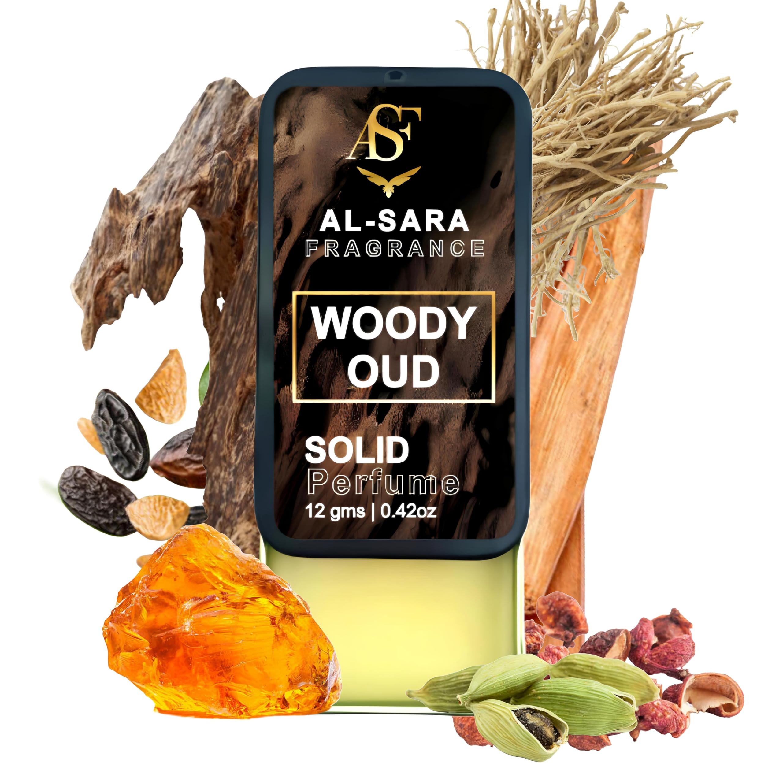 Al Sara Fragrance™ WOODY OUD Solid Perfume for Men & Women | Alcohol-Free, Non-Greasy, Long-Lasting Natural Fragrance | Portable & Travel-Friendly Cologne (Woody Oud)