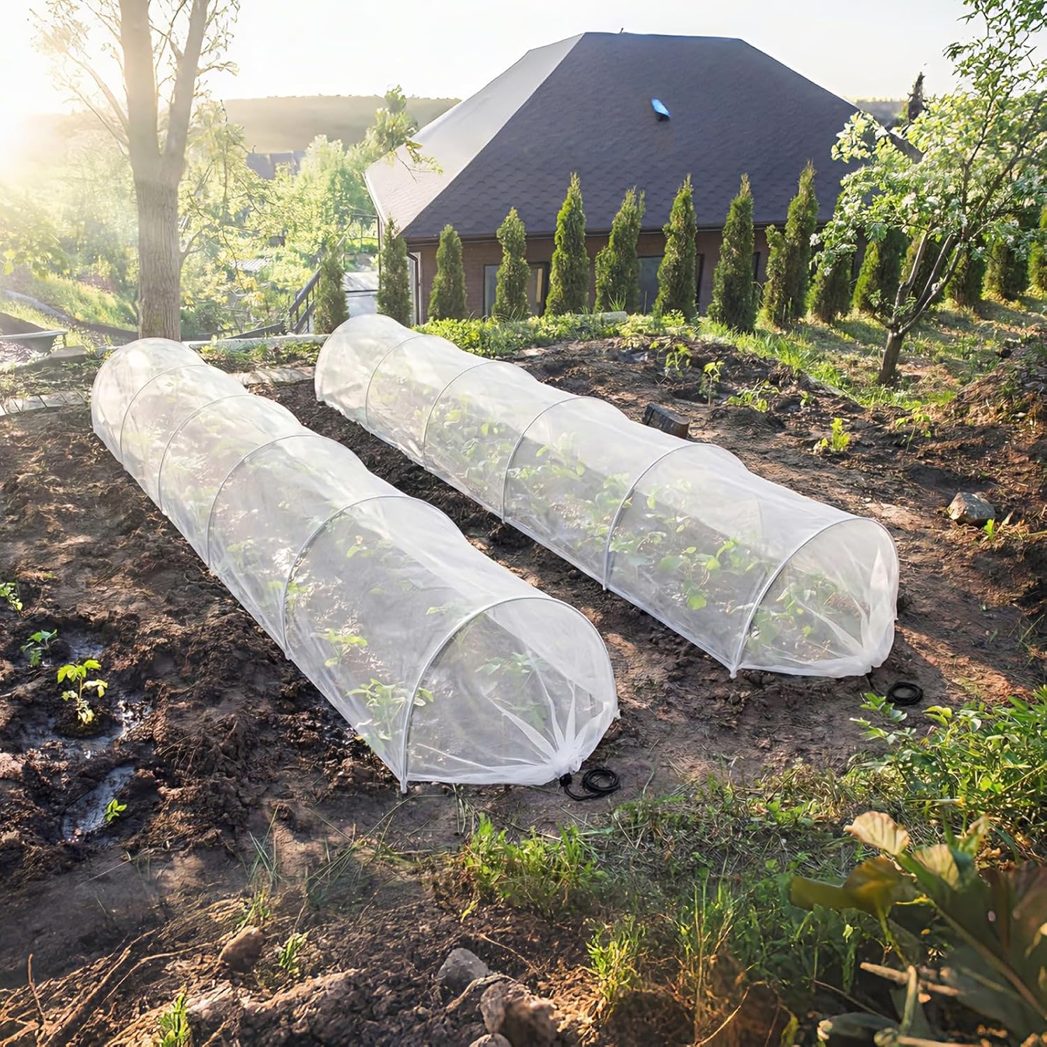 2 Pcs 18 x 118 inch Mesh Garden Greenhouse Tunnel Netting Protection Netting Pest Barrier Vegetable Plant Ultra Fine Mesh Cover Fruit Flowers Row Cover for Raised Beds Garden Greenhouse