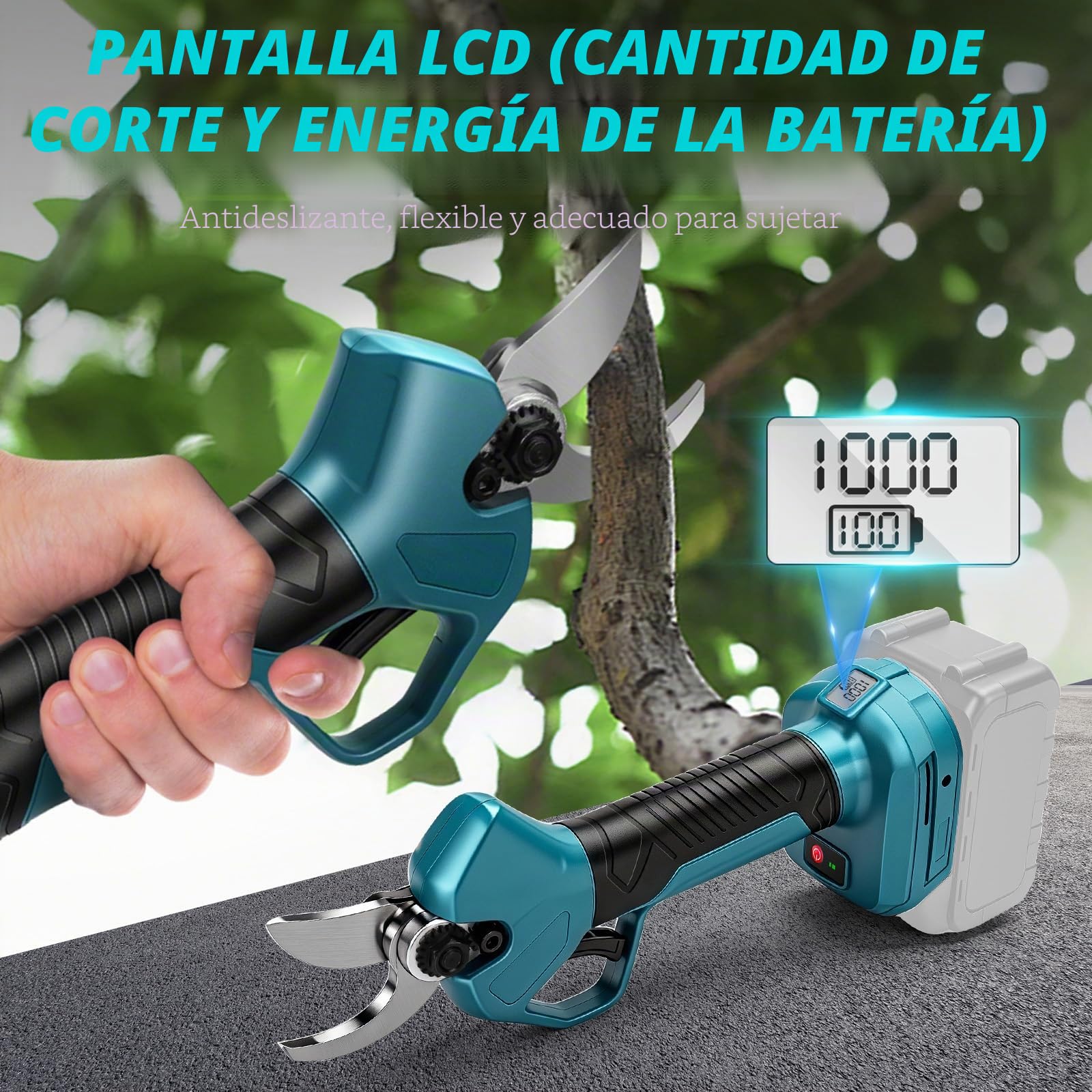 Tijeras de podar con batería Makita de 18 V (sin batería), motor sin escobillas, apertura máxima de 45 mm, sierra de podar eléctrica con pantalla LCD, para ramas de árboles, flores | Motor sin escobillas, apertura máxima de 45 mm, podadora eléctrica con p