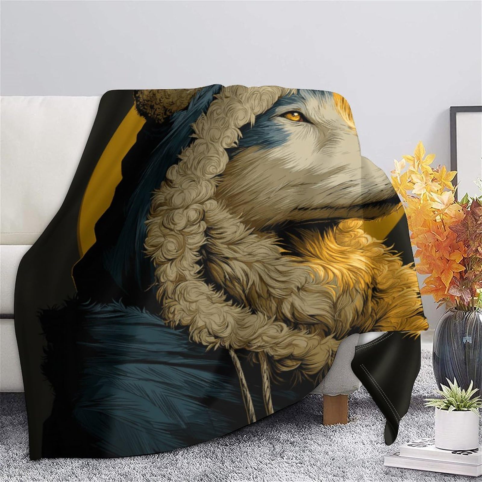 Wolf Ropa Cama Para Adolescente Estampada Manta De Felpa Cómoda Y Suave Y Esponjosa Adecuada Para Sofá Cama Sofá 80x90inch(200x230cm)