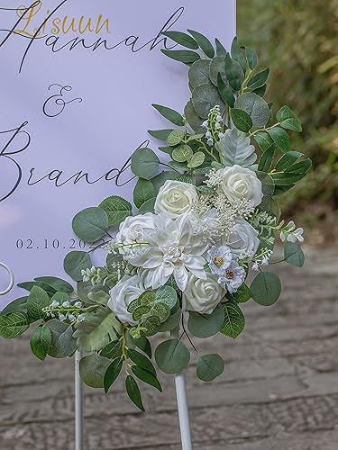 Miniatura 4 de Lisuun Flores de arco de boda, decoración floral artificial para ceremonia de boda y recepción, juego de flores grandes de tamaño estándar para