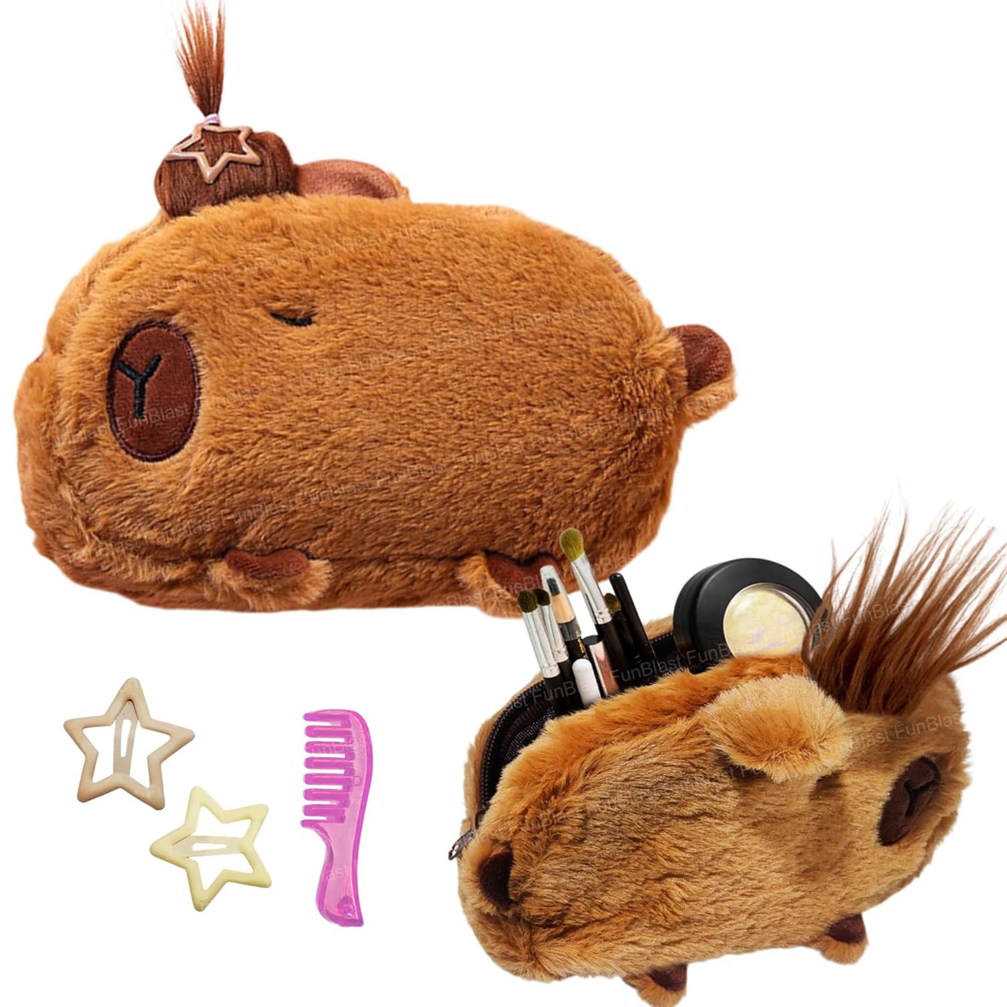 FunBlast Fur Pencil Pouch for Girls – Multi-Purpose Zipper Pouch Case for School Kids, Cute Cosmetic Pouch for Girls, Travel Pouch (Brown)-image-21
