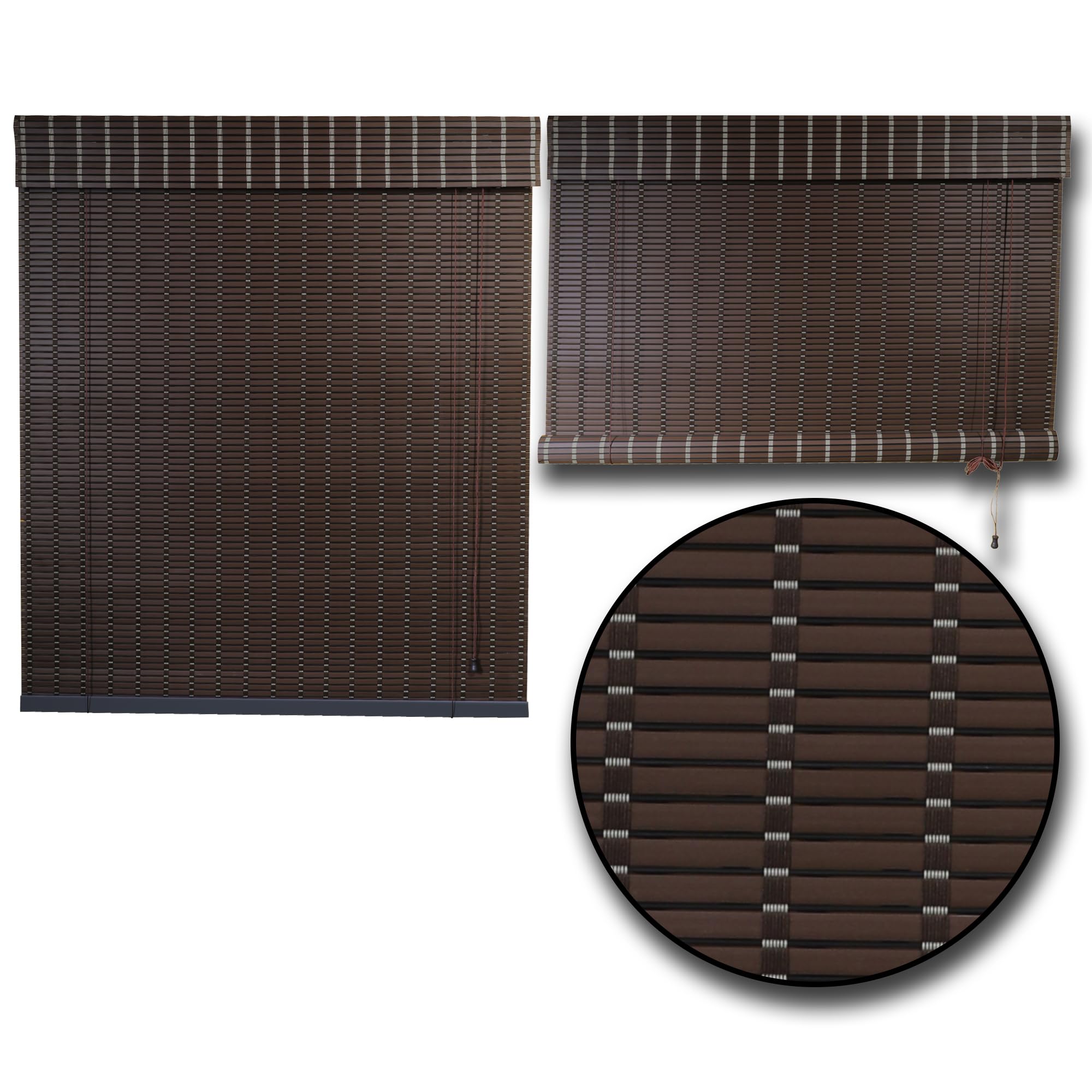 Mr.ChickWala Striped Light Filtering & Cooling PVC Exterior & Interior Window Blind Area -Light-filtering Sun Shade Heat Reducing Rain Resistant (Choclate) 1 Piece (4 Feet Width x 5 Feet Height)