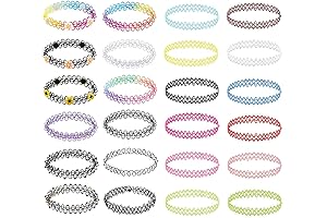 Girls 8-10 Choker Necklace Set: 24PC Vibrant Tattoo Accessory for Tween Jewelry