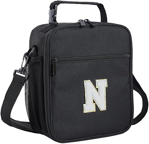 Miniatura 59 de ELEFOCUS Lonchera aislada con inicial para mujeres y hombres, bolsa de almuerzo personalizada con monograma con correa de hombro ajustable para