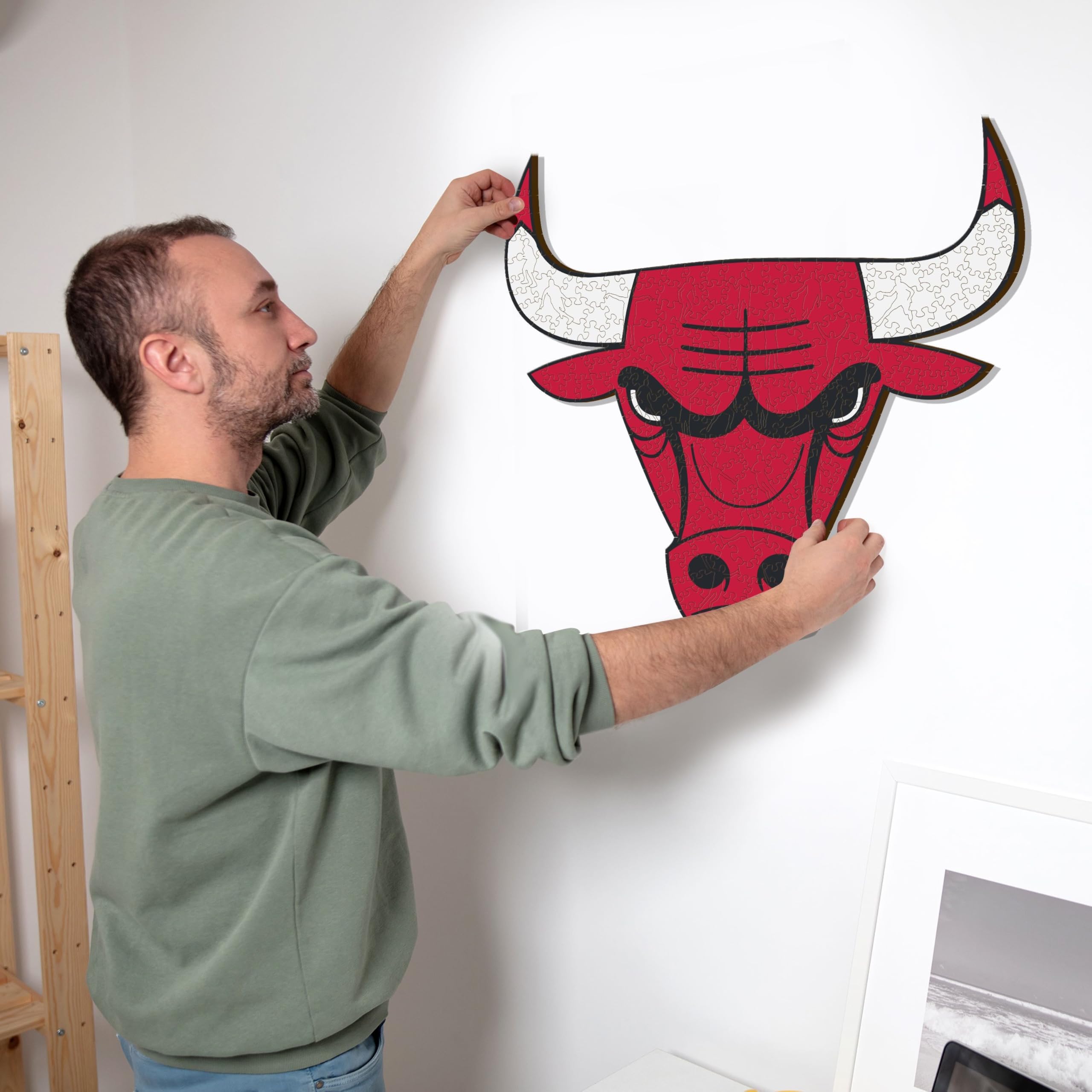 Iconic Puzzles - Drewniane puzzle NBA, wielokolorowe, M, 270 sztuk, ChicagoBulls-M