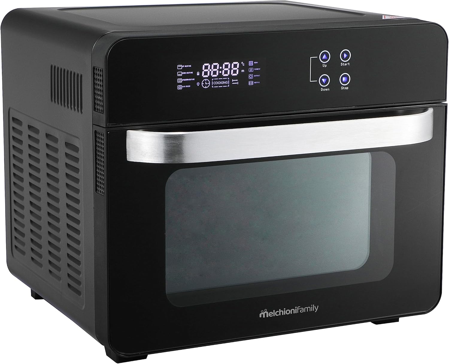 Melchioni Family | Combo Friggitrice ad Aria Forno VITTORIA, 24 litri di Capacità, Friggitrice + Forno Statico e Ventilato con 11 Programmi, 45-230°, Colore Nero Melchioni Family | Combo Friggitrice ad Aria Forno VITTORIA, 24 litri di Capacità, Friggitrice + Forno Statico e Ventilato con 11 Programmi, 45-230°, Colore Nero