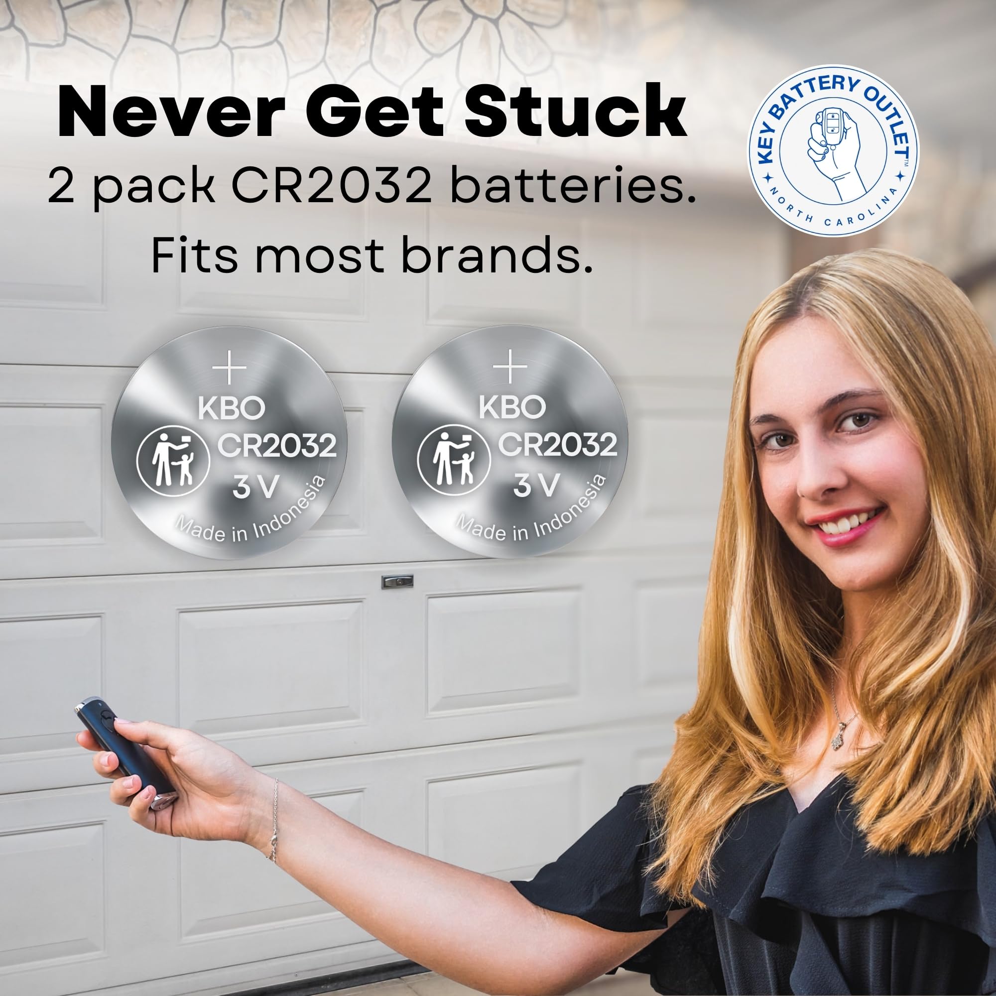 Batteria per apriporta garage - 2 pezzi CR2032, pulsante al litio da 3 V, alimentazione di ricambio per telecomandi, tastiere, sensori principali