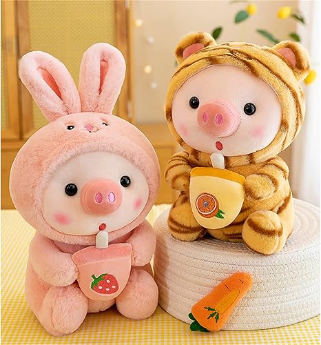 Miniatura 2 de LANFIRE Almohada de felpa de cerdo con diseño de lechones disfrazados de ranas, tigres y conejos, bonita almohada de felpa, regalos para niños y