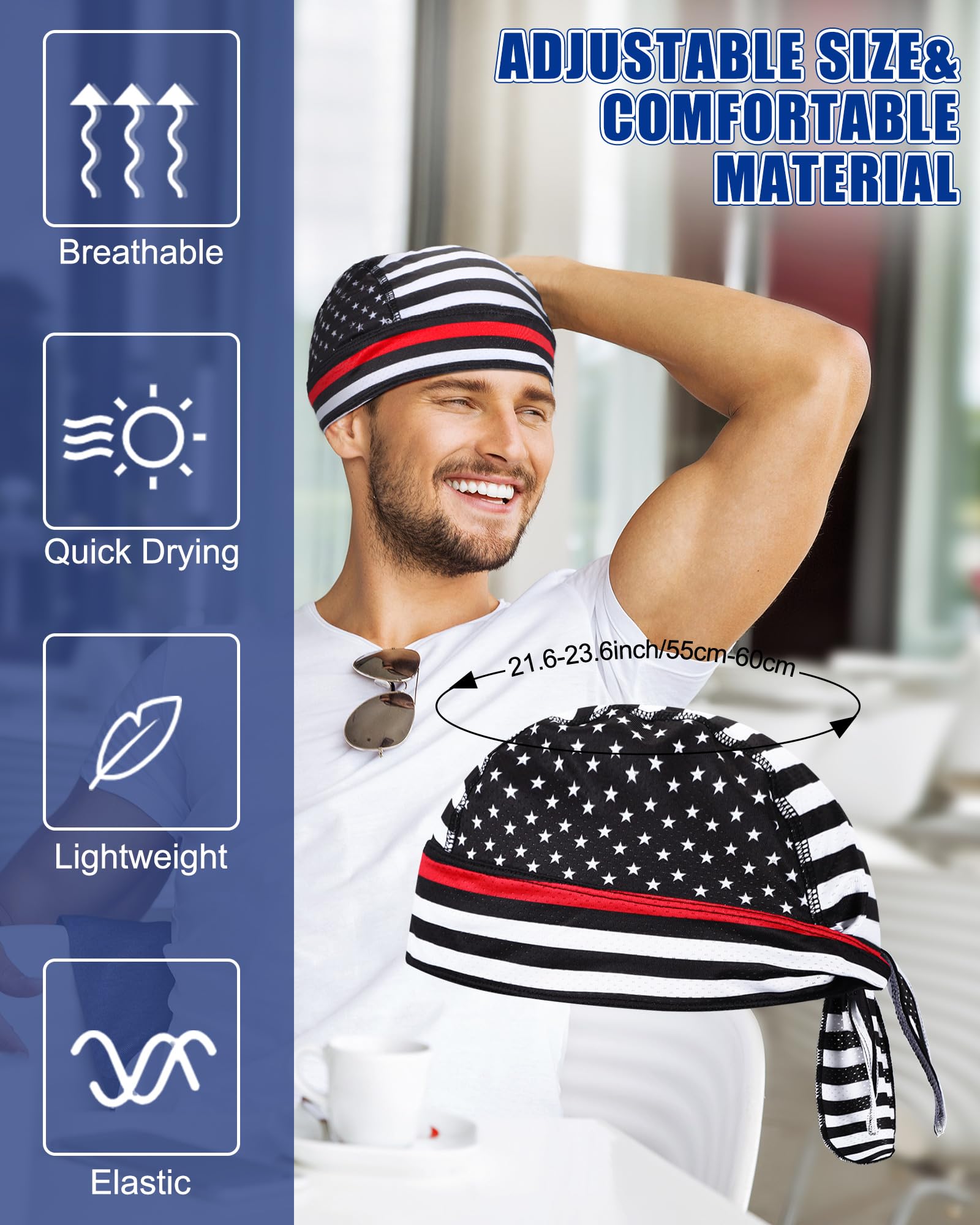 Foaincore Do Rag - Gorro antisudor para Hombre (8 Unidades, Forro refrescante)