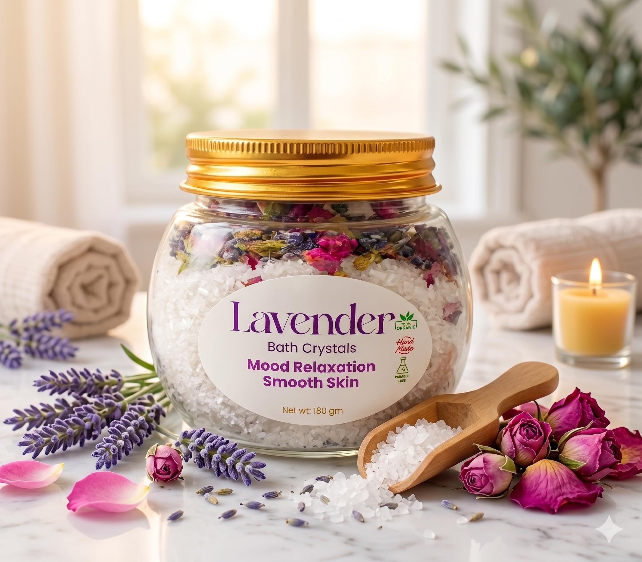 Lavender & Coconut Bath Salt - Pain Relief, Aromatherapy, Moisturized Skin | Organic & Natural | Men & Women | Body & Foot spa | Essential Oils, (Pack of 1, with Wooden Scoop)-picture-38