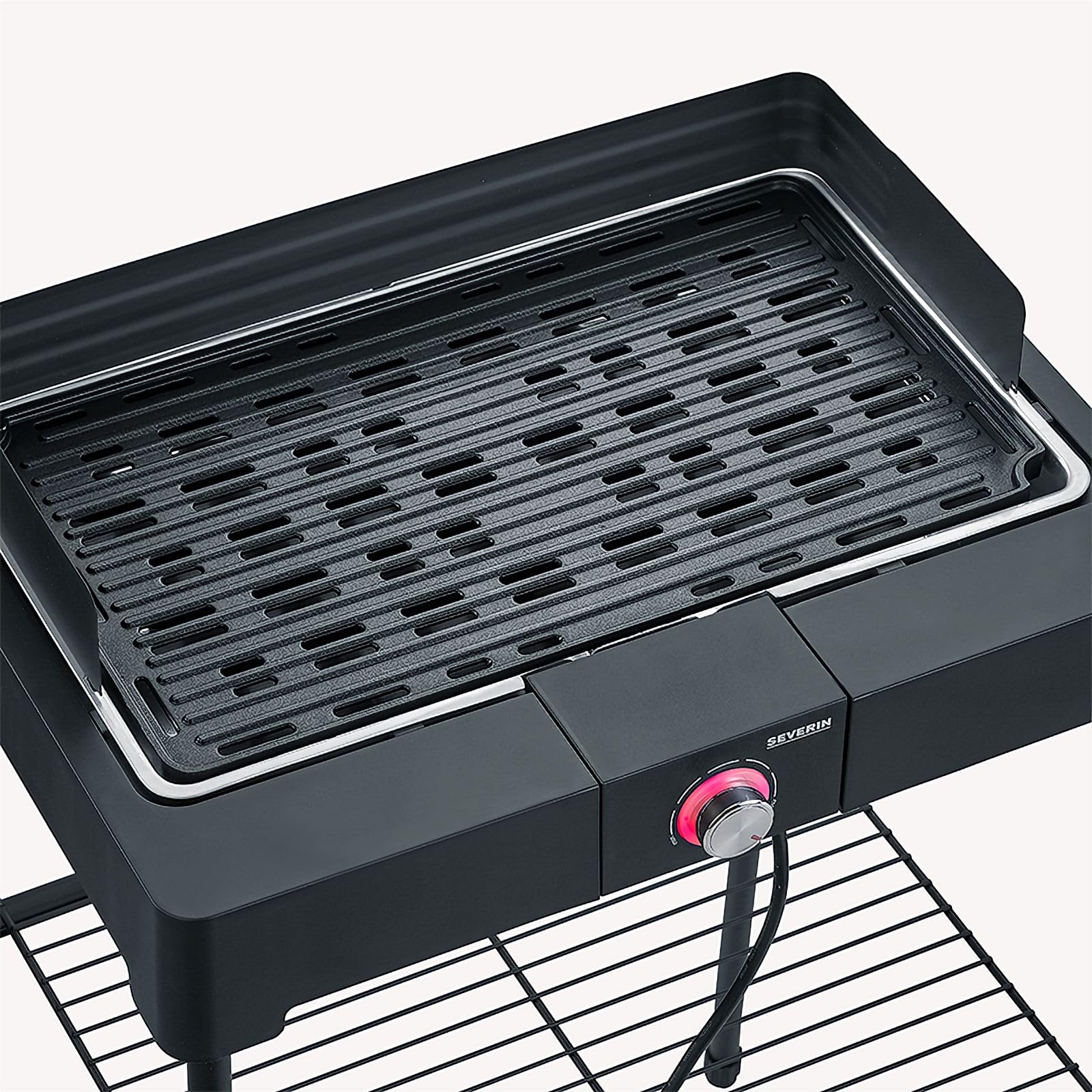 Severin PG 8568 grill elektryczny stojący do użytku wewnątrz i na zewnątrz, grill eBBQ z szybkim rozruchem do 320°C, płyta grilla z aluminium odlewanego ciśnieniowo, moc 2200 W