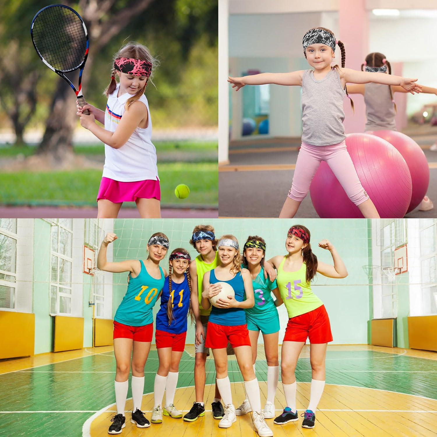 Ceenna 18 Pieces Kids Sports Sweatbands for Boys Girls Athletic Headband Wicking Elastic Breathable for Child - Image 6