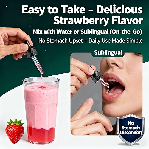 Miniatura 8 de Gotas líquidas complejas de magnesio liposomal 12 en 1, 1000 mg 8 citrato de glicinato de magnesio elemental malato con Ashwagandha L-teanina D3 y