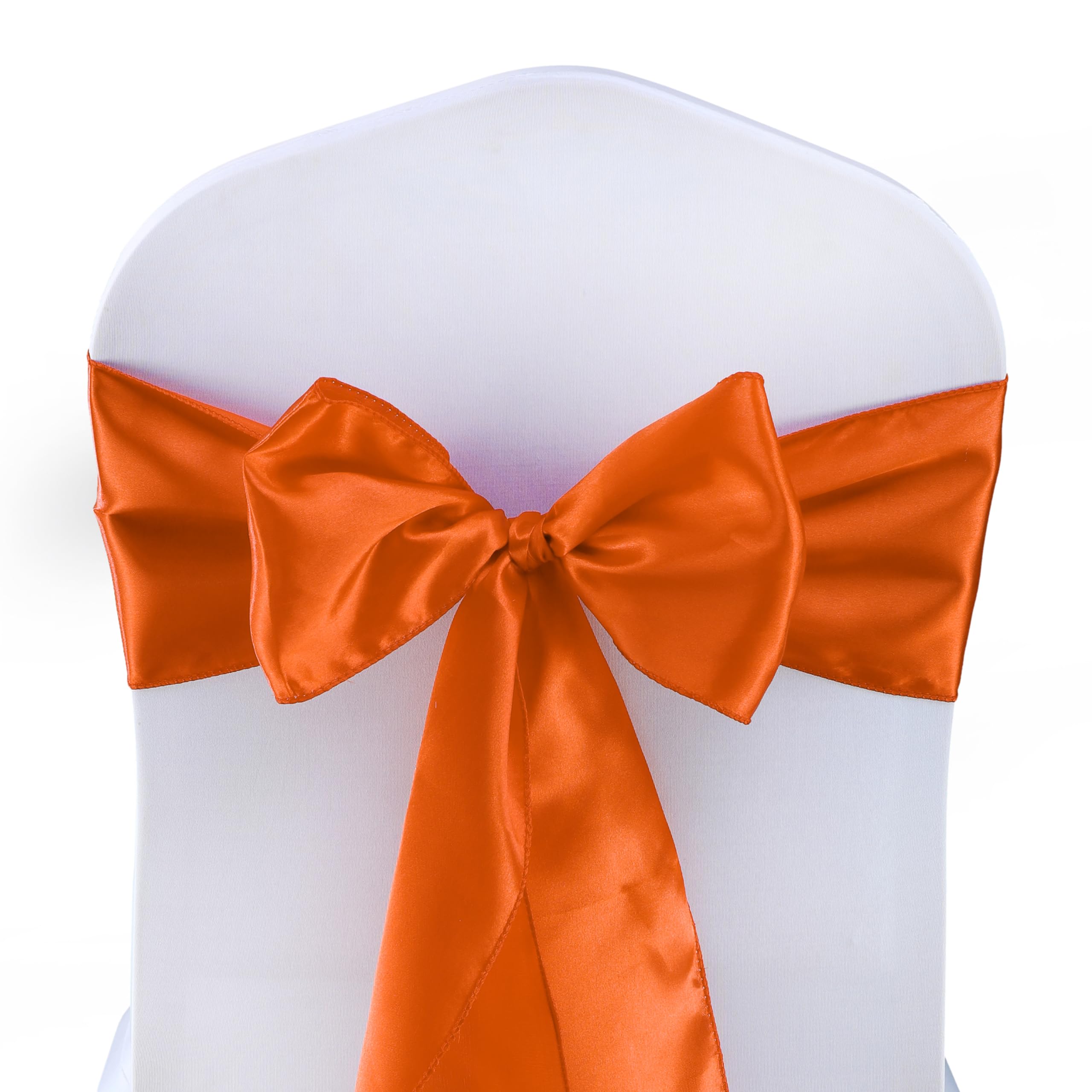 VDS Satin Chair Sashes Chair Cover Back Tie Sateen Bows Ribbon for Wedding Thanksgiving Halloween Christmas Party Home Banquet Venue Hotel All Dining Chair Decoration (50PC) (Brunt Orange)