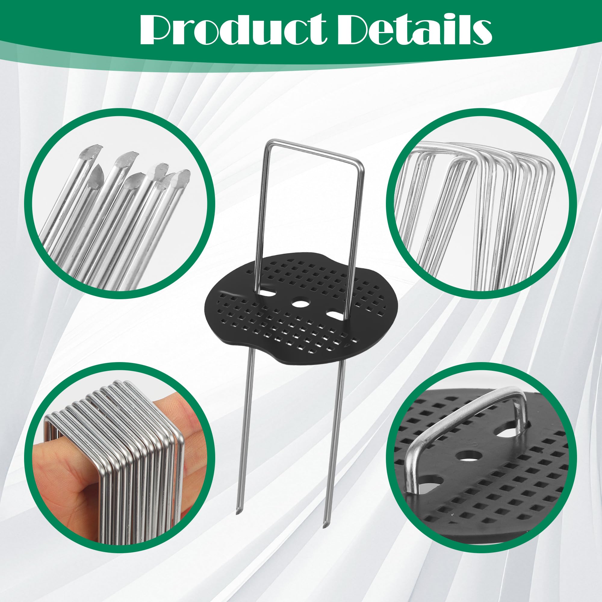 100 pcs Piquets de Jardin avec 100 Rondelle et Crochets à Outils Sardines de Fixation Garden Pegs pour la Pelouse, Le Jardin,la Fixation de Tuyaux 150x40mm Ø 2.5mm (201)