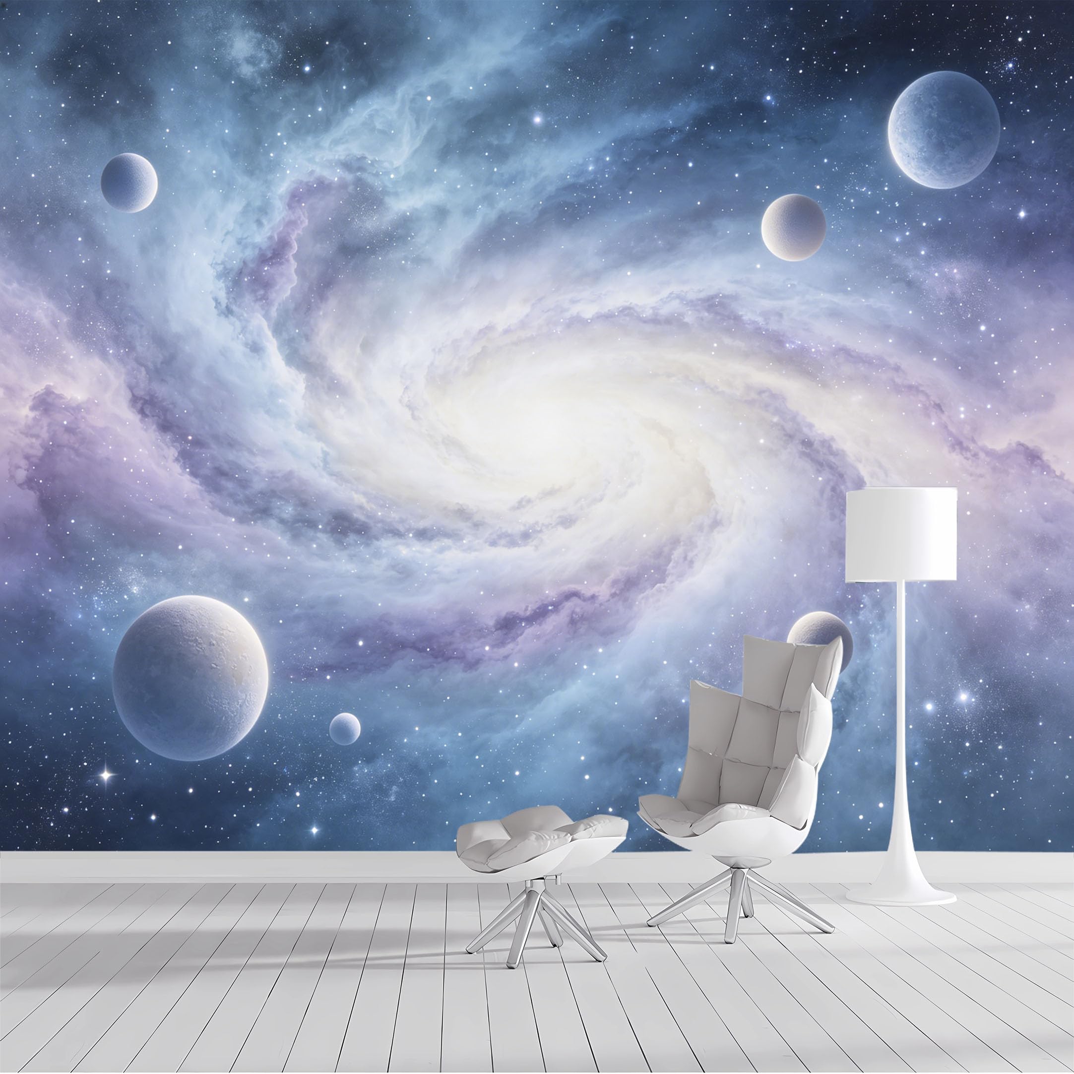 Custom Size Wall Mural Cosmic Galaxy Nebula Planets Space SciFi Art Watercolor SelfAdhesive Wall Fabric Removable Peel and Stick Wallpaper Wall Decor for Living Room Bedroom Bathroom