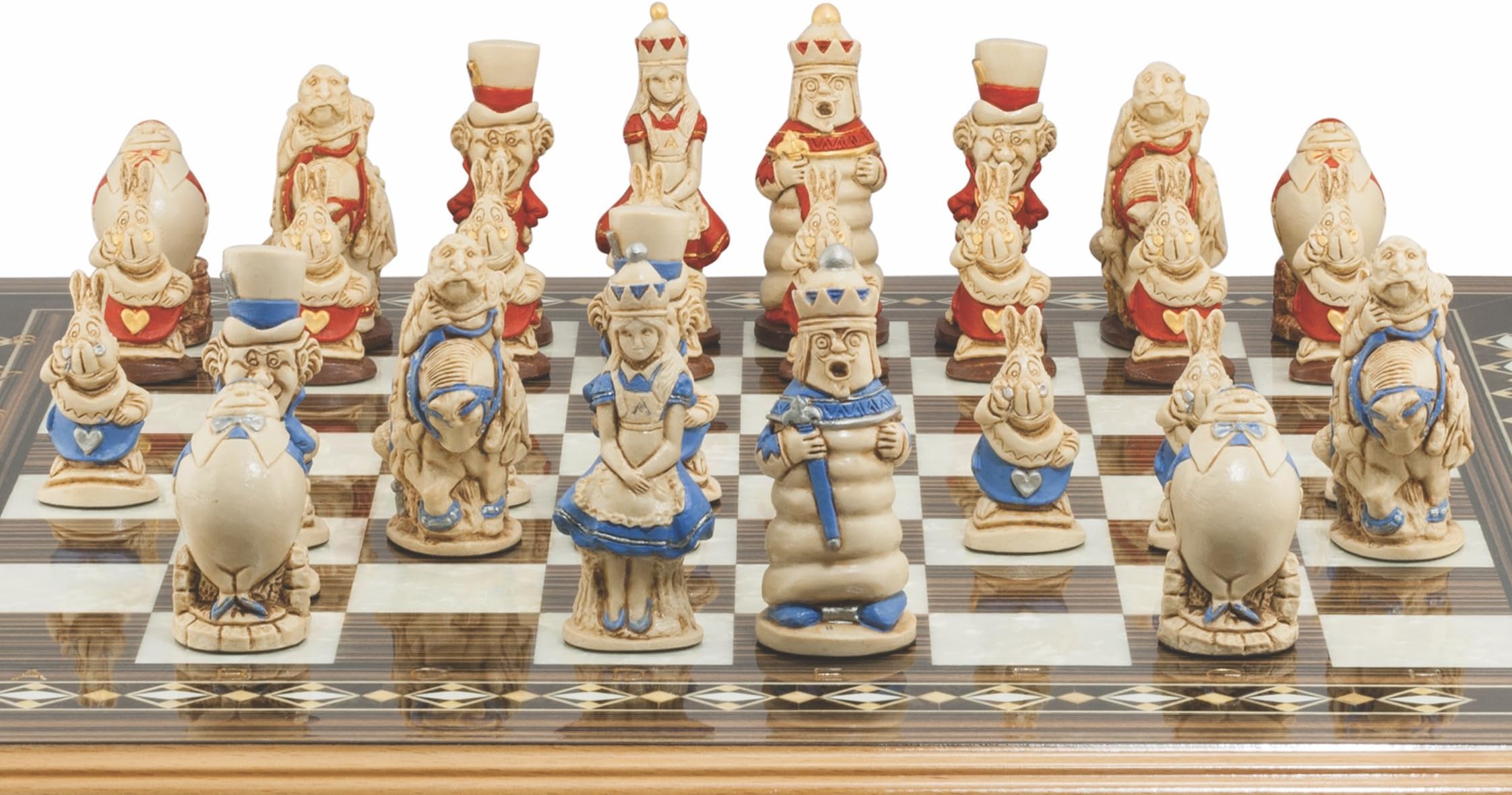 Hand Painted Alice in Wonderland Chess Set