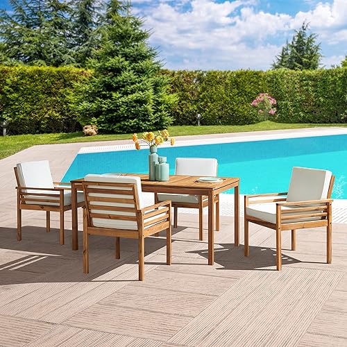 Miniatura 3 de Alaterre Furniture, Okemo Acacia Wood Outdoor Dining Set, 63" W, Natural