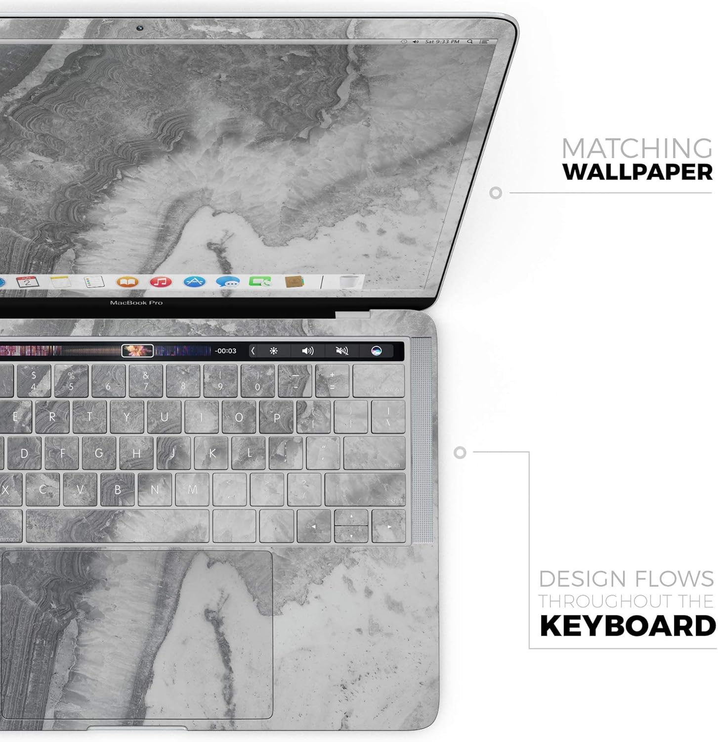 DesignSkinz - Compatible with MacBook Pro 16" M3/M4 (A2991/A3403) - Skin Decal Protective Scratch Resistant Vinyl Wrap - Gray Slate Marble V26