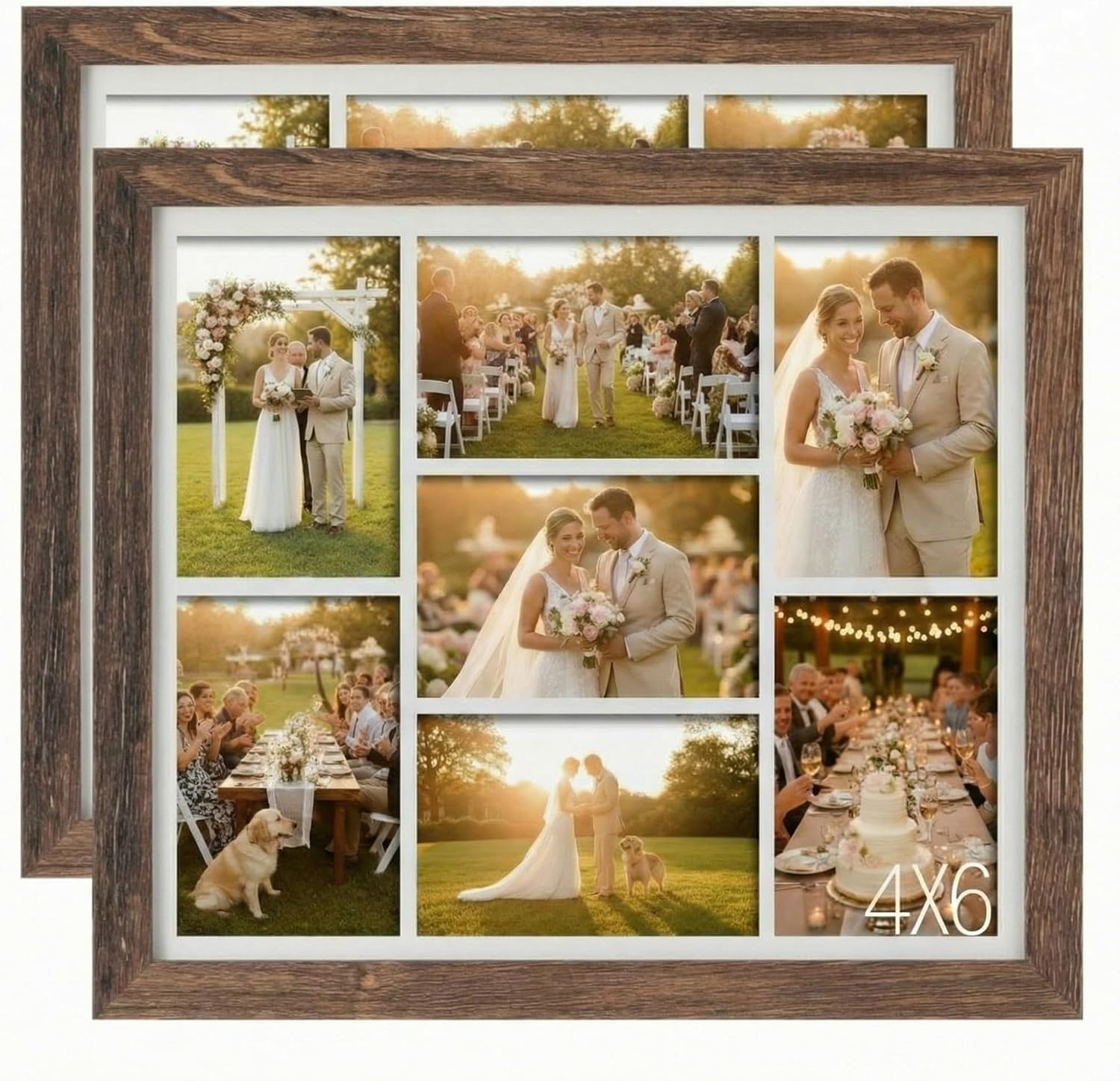 DoubleFill 2 pcs 4x6 Collage Picture Frame 7 Opening Photo Collage for Wall Decor Multiple Picture Frame with Acrylic Window Family Photo for Home Decor Display Wedding(Black)