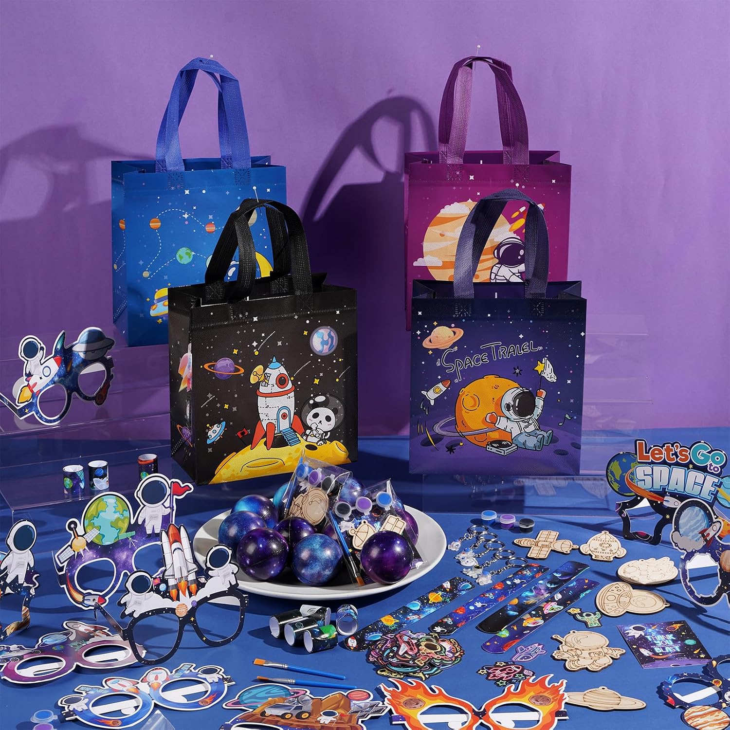 Vanblue 134 Pcs Space Party Favors Gifts Outer Space Birthday Party Decorations for Kids, Astronaut Planet Galaxy Stress Balls DIY Craft Goodie Bag,Classroom School Reward,Pinata Stuffers