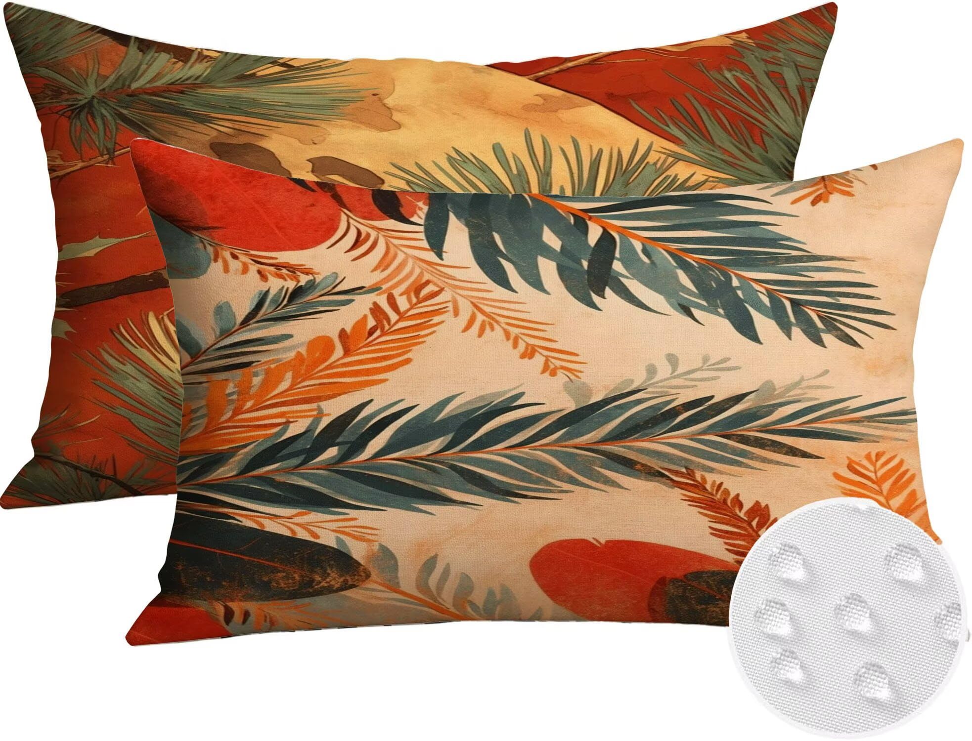Générique Housse Coussin Exterieur Impermeable 30x50cm Rouge Décoratif Taie d'oreiller Decoration Feuilles Tropicales Housse de Coussin Exterieur Impermeable pour Salon de Jardin Lot 2. T-1679